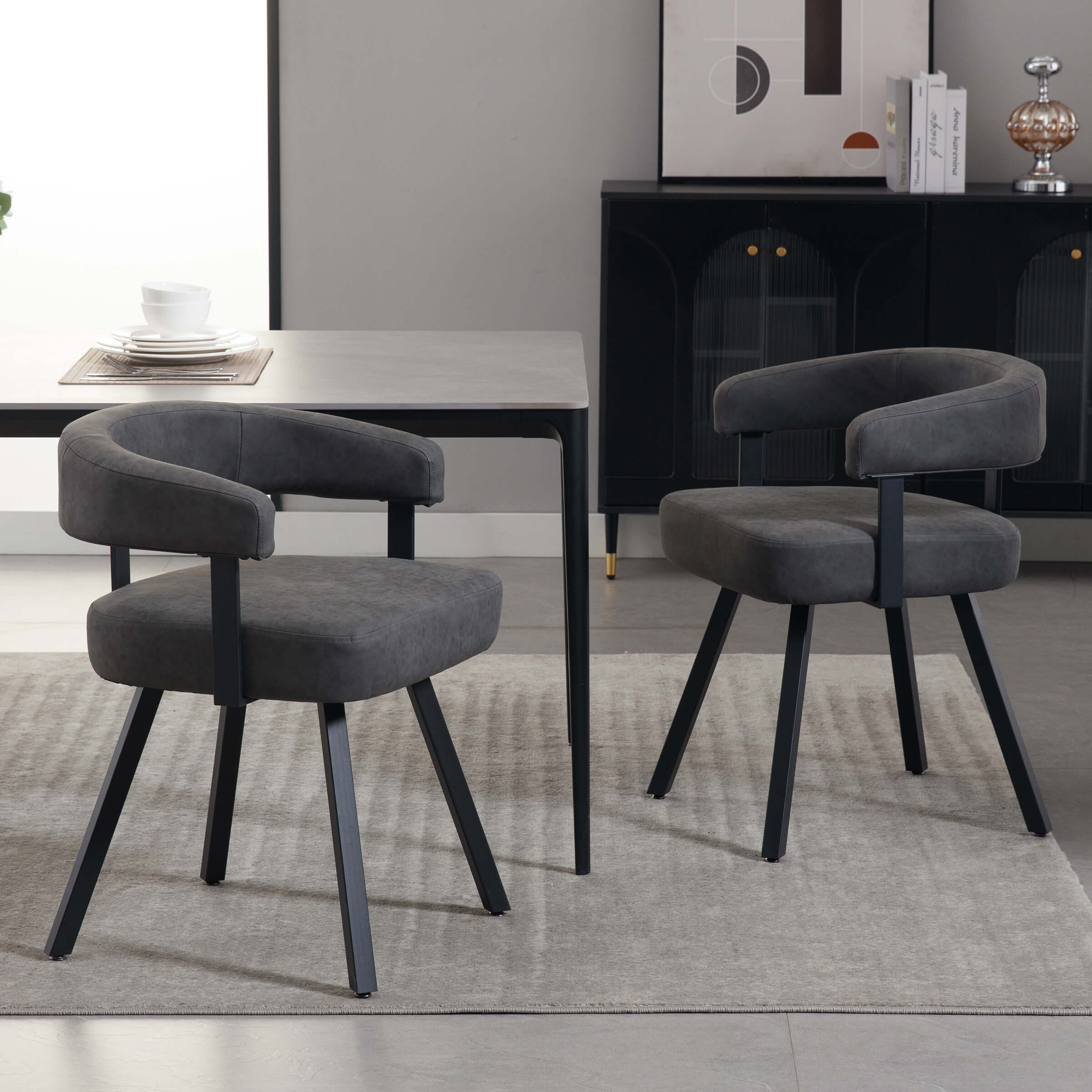 ROCITY Modern Barrel Dining Chairs Set of 2 - 20081DC