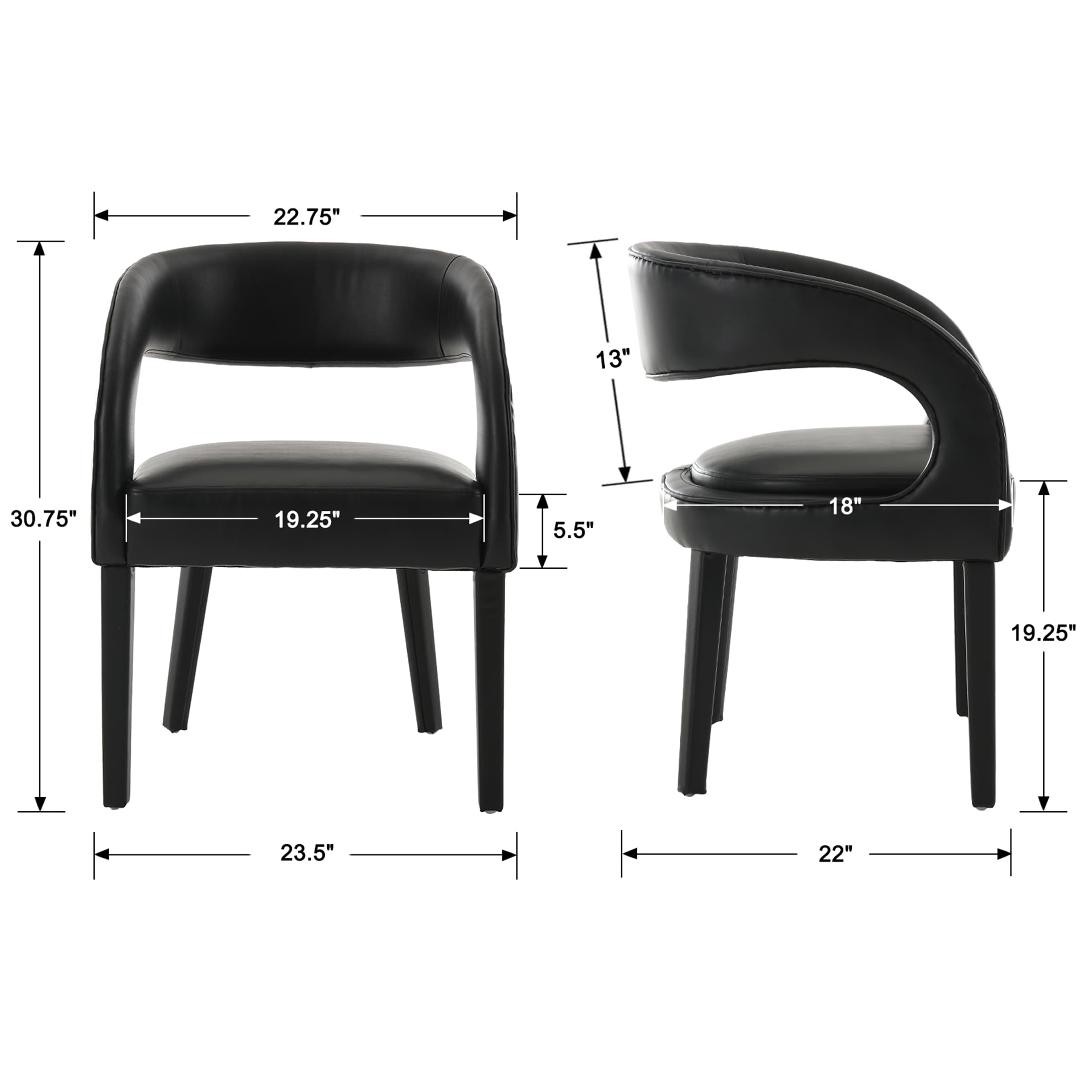 CHICAURA Modern Sloped Arms Chairs Set of 2 - 1944DC