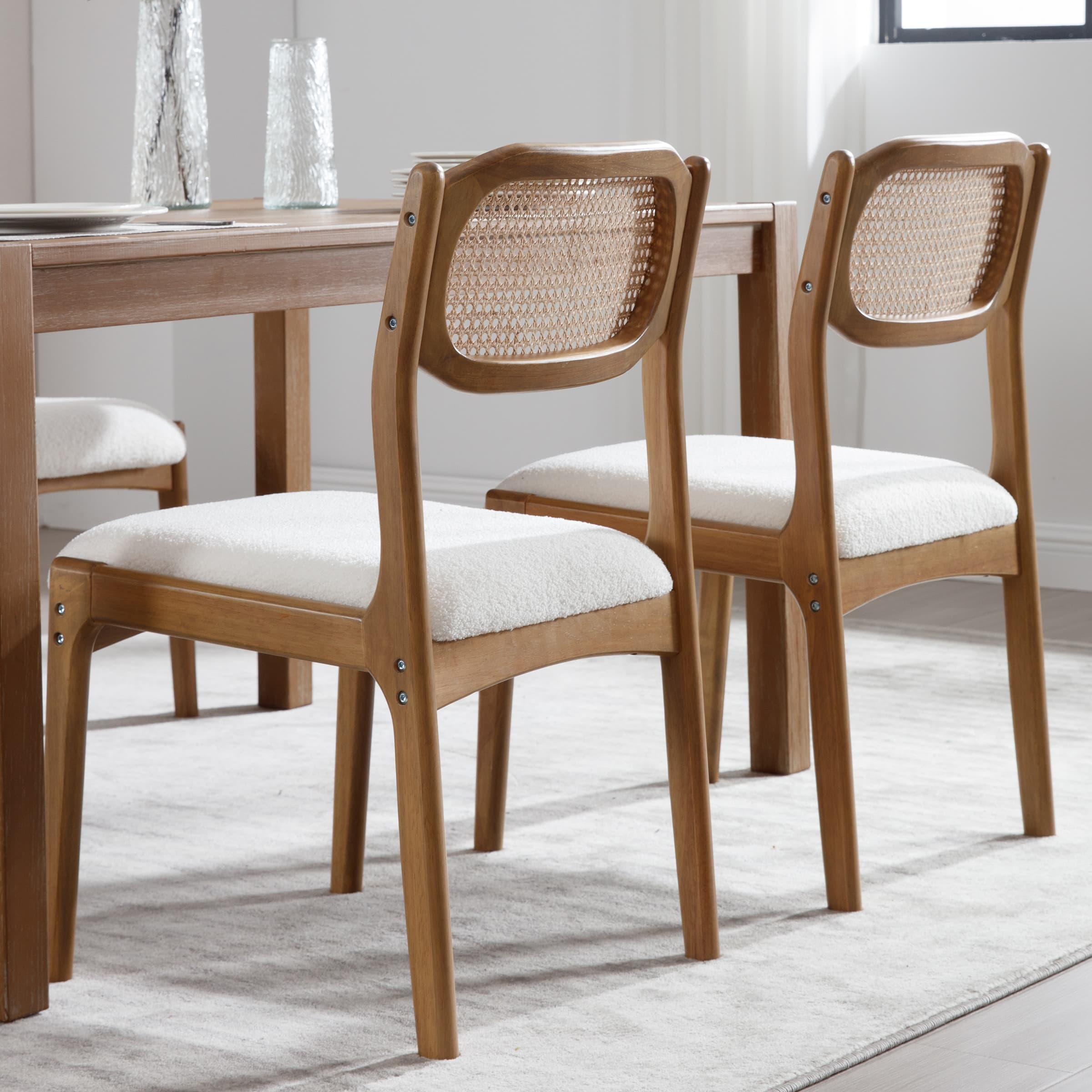 EALSON Hardwood Rattan Back Dining Chairs Set of 2 - 1942DC