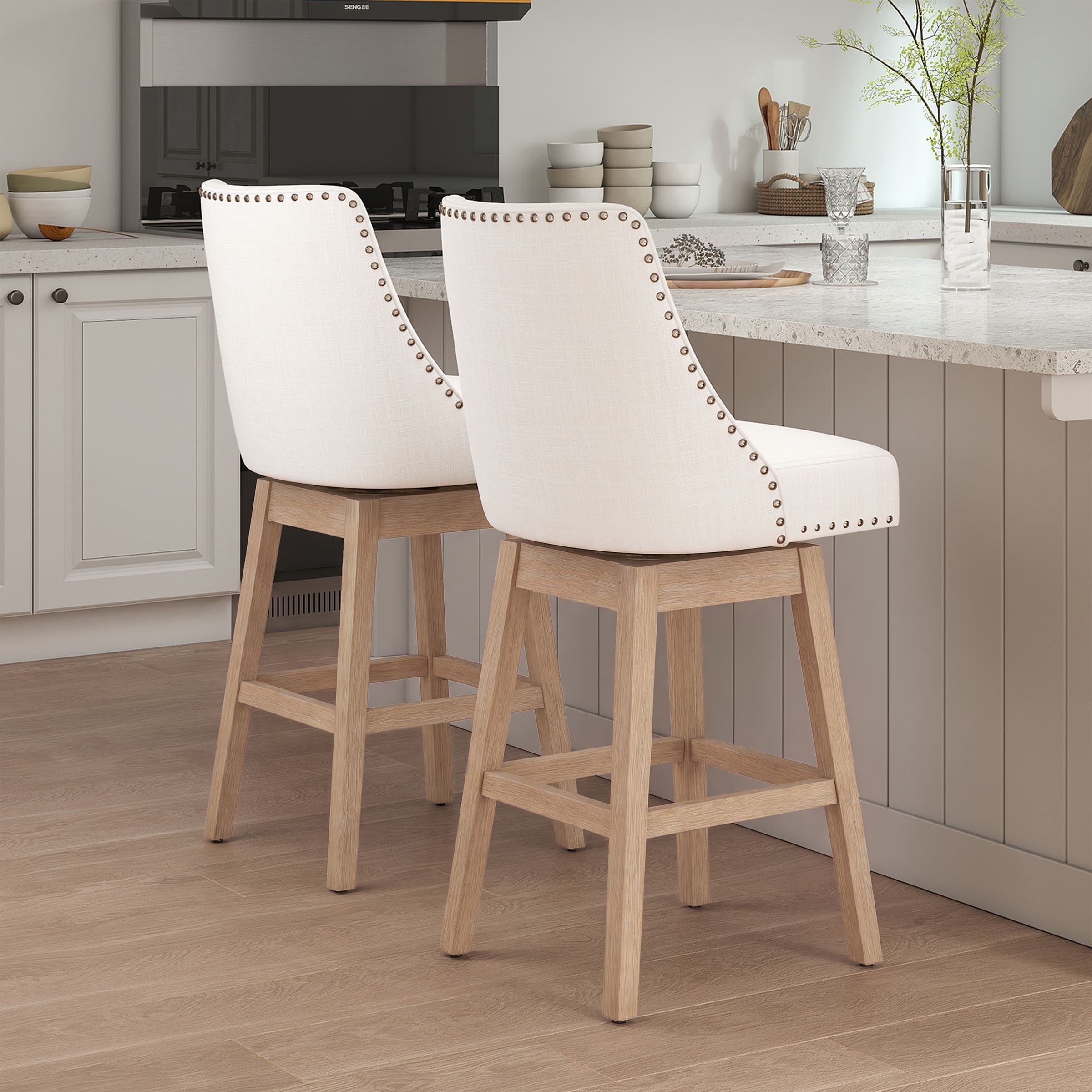 27.5"H Mid-Century Counter Swivel Bar Stools - 6017