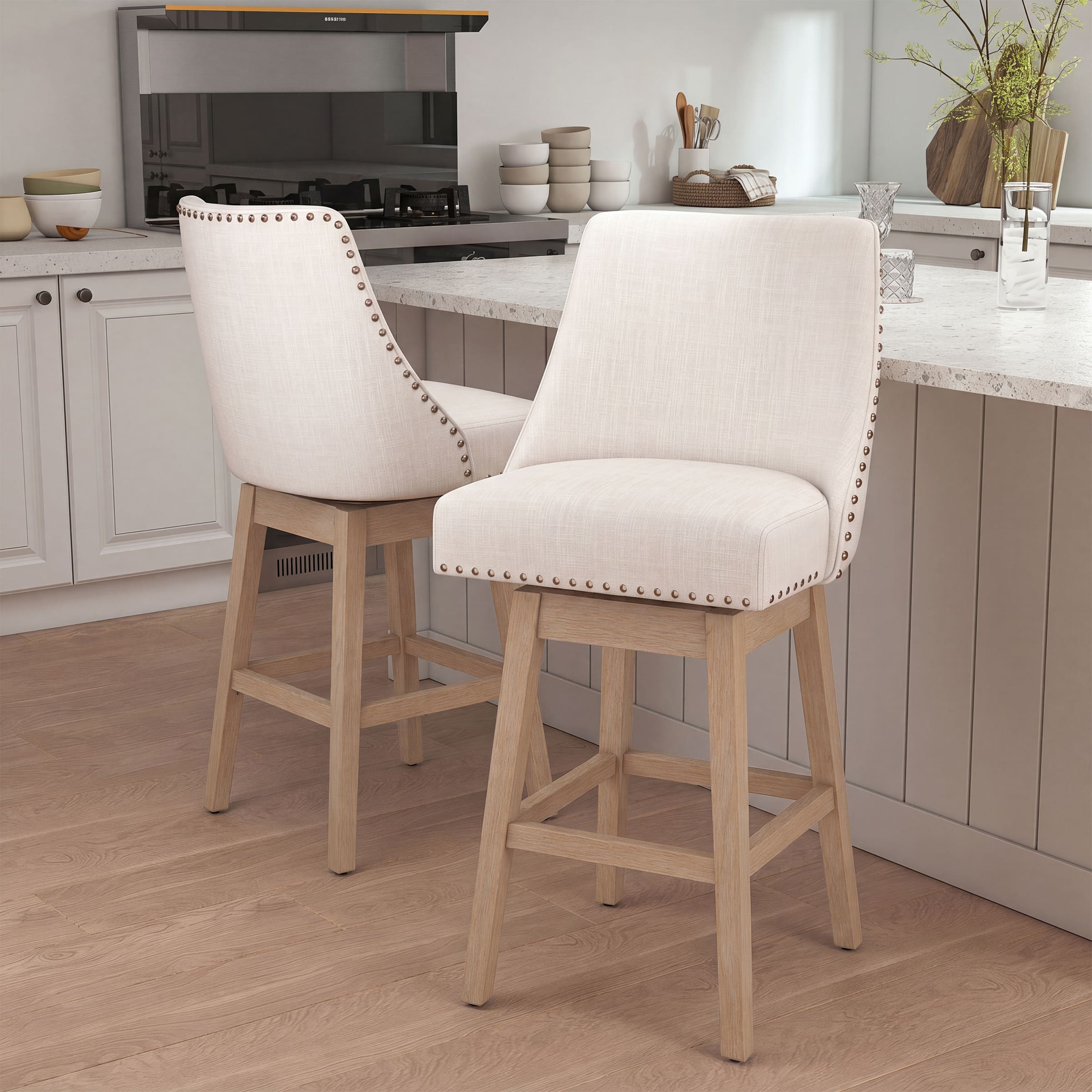 27.5"H Mid-Century Counter Swivel Bar Stools - 6017