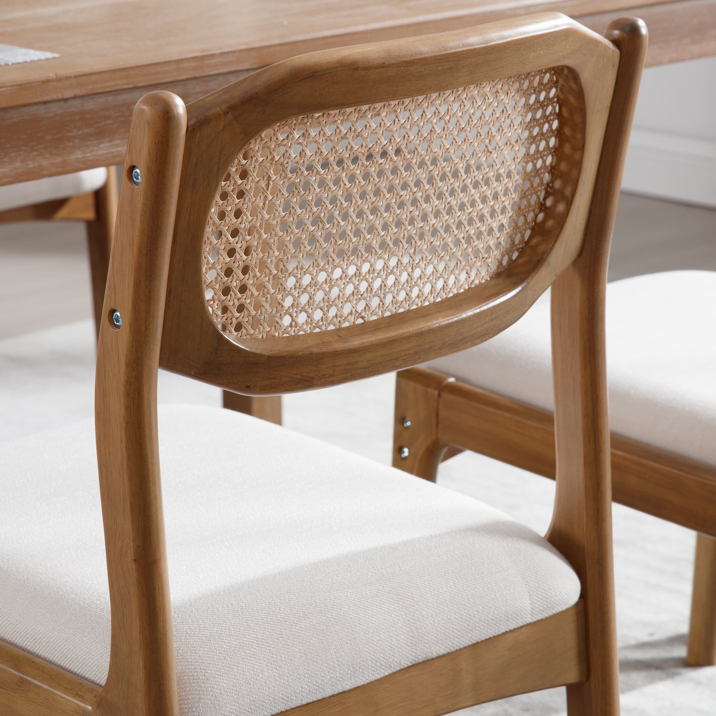 EALSON Hardwood Rattan Back Dining Chairs Set of 2 - 1942DC