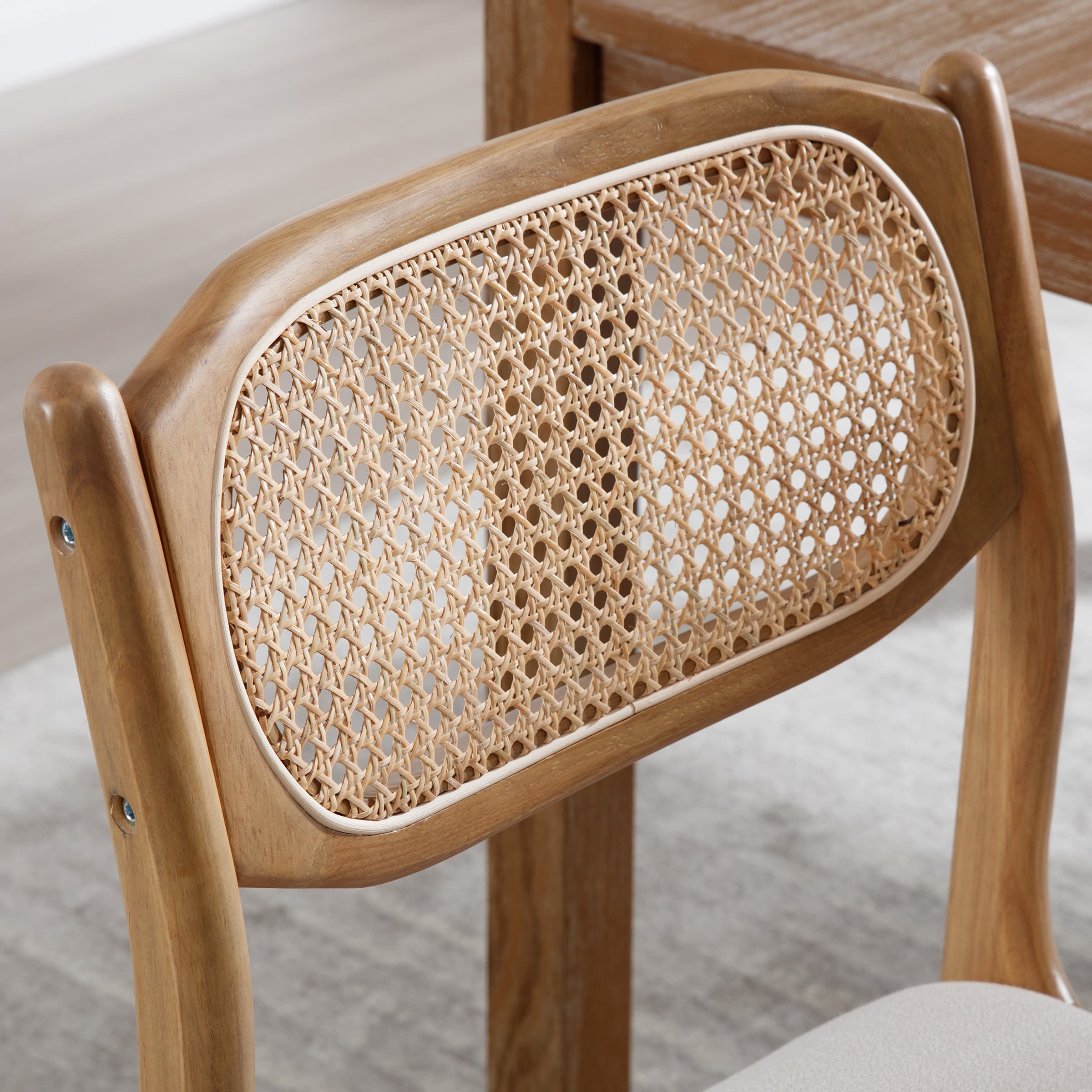 EALSON Hardwood Rattan Back Dining Chairs Set of 2 - 1942DC