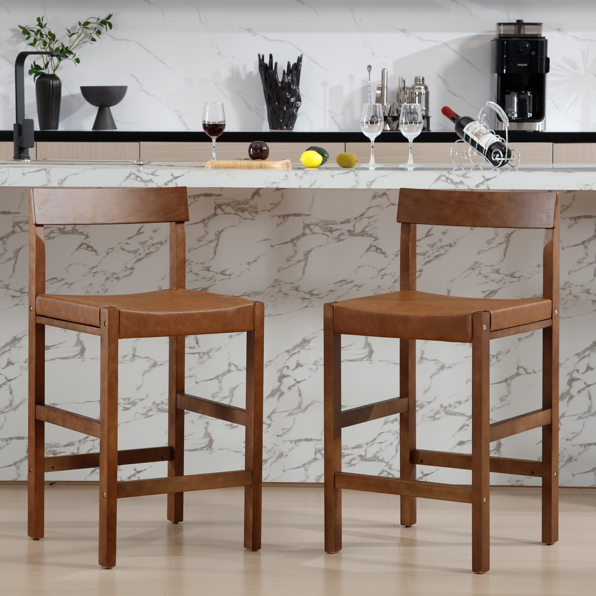Janoray 26"H Leather Counter Stools Set of 2 - 7083CS