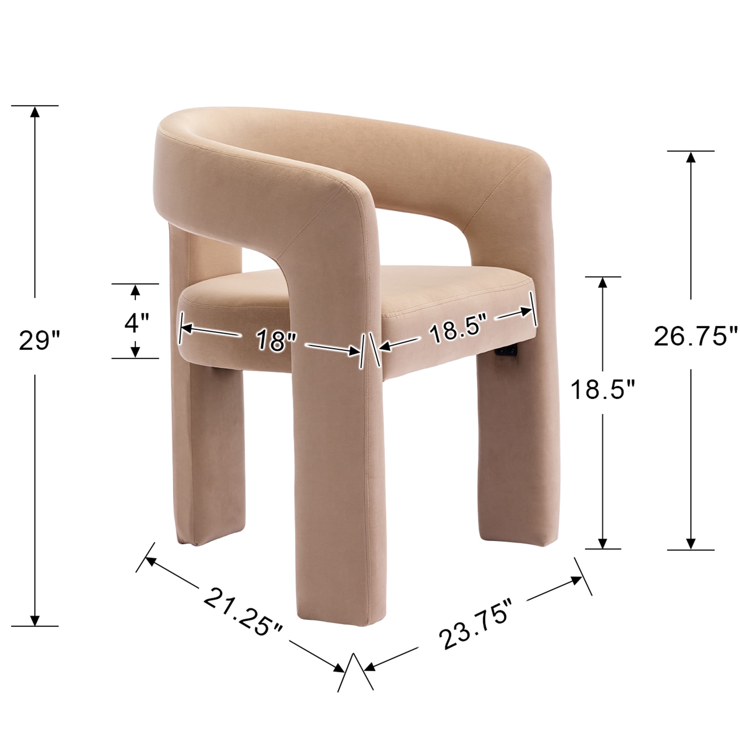 VESCASA Open Back Barrel Dining Chair 1 PCS - 5101DC