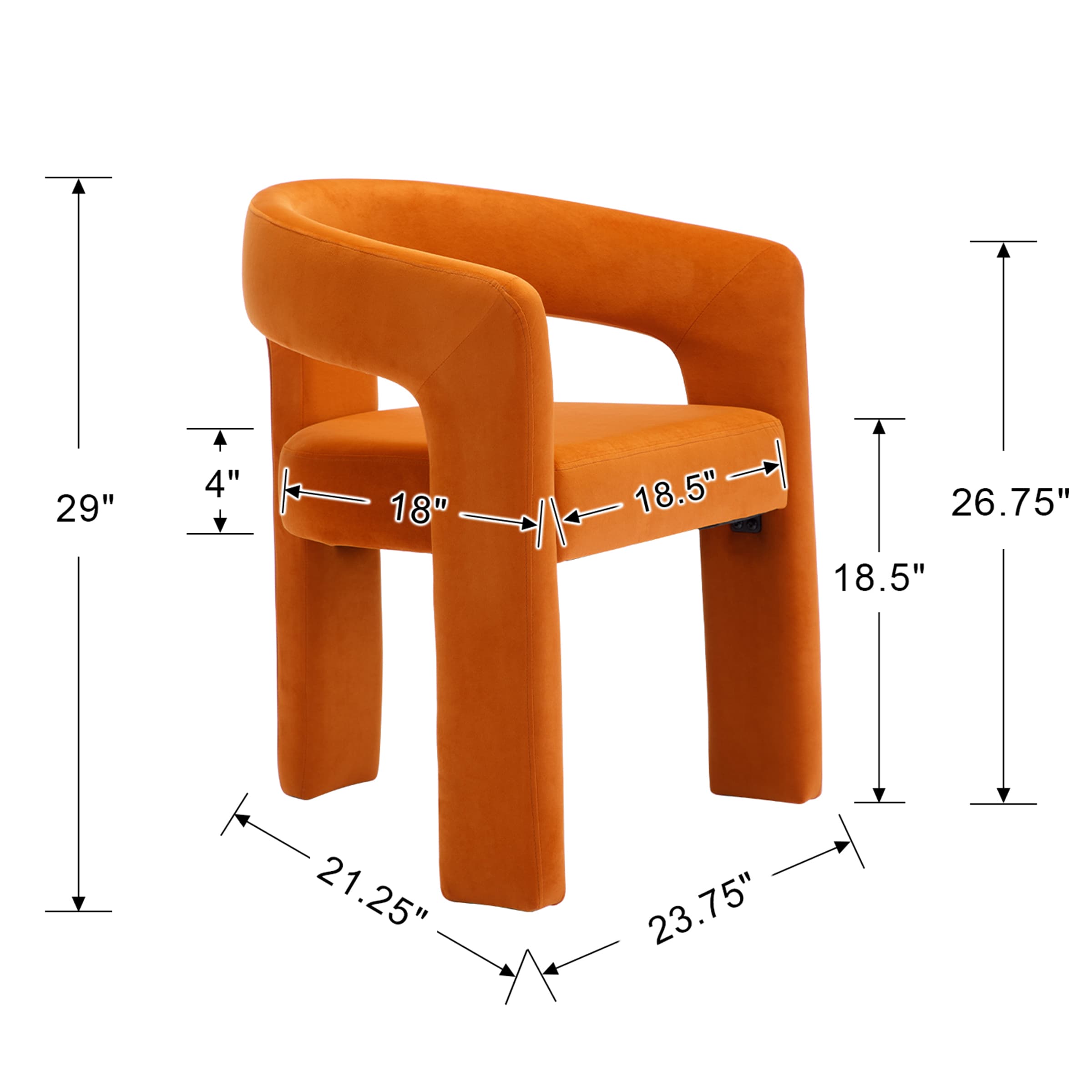 VESCASA Open Back Barrel Dining Chair 1 PCS - 5101DC