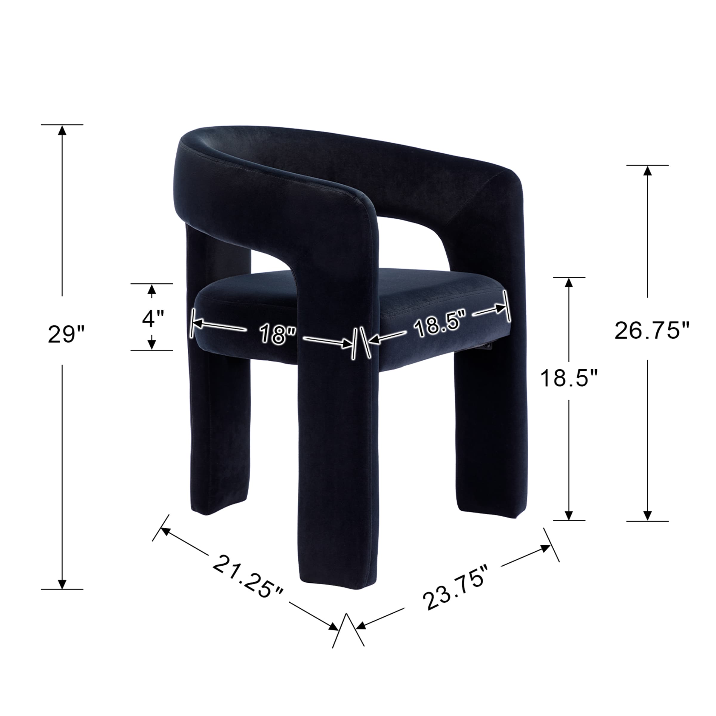 VESCASA Open Back Barrel Dining Chair 1 PCS - 5101DC