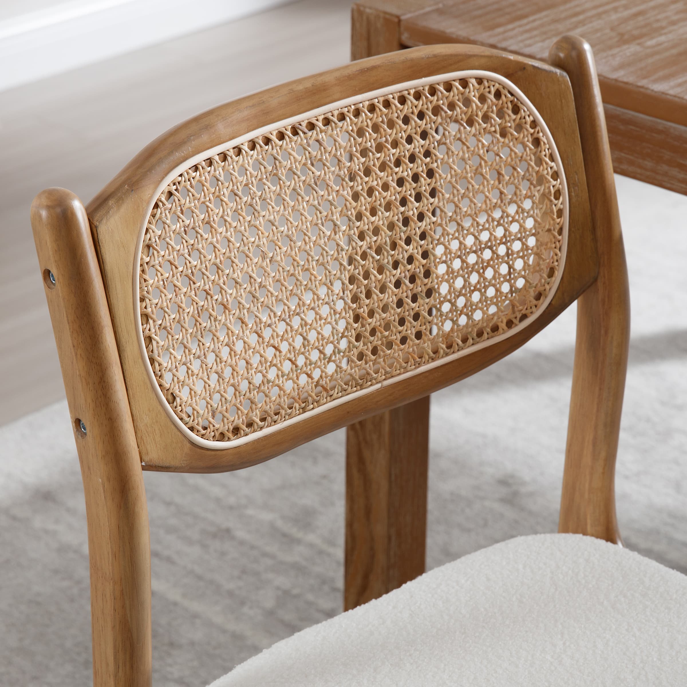 EALSON Hardwood Rattan Back Dining Chairs Set of 2 - 1942DC