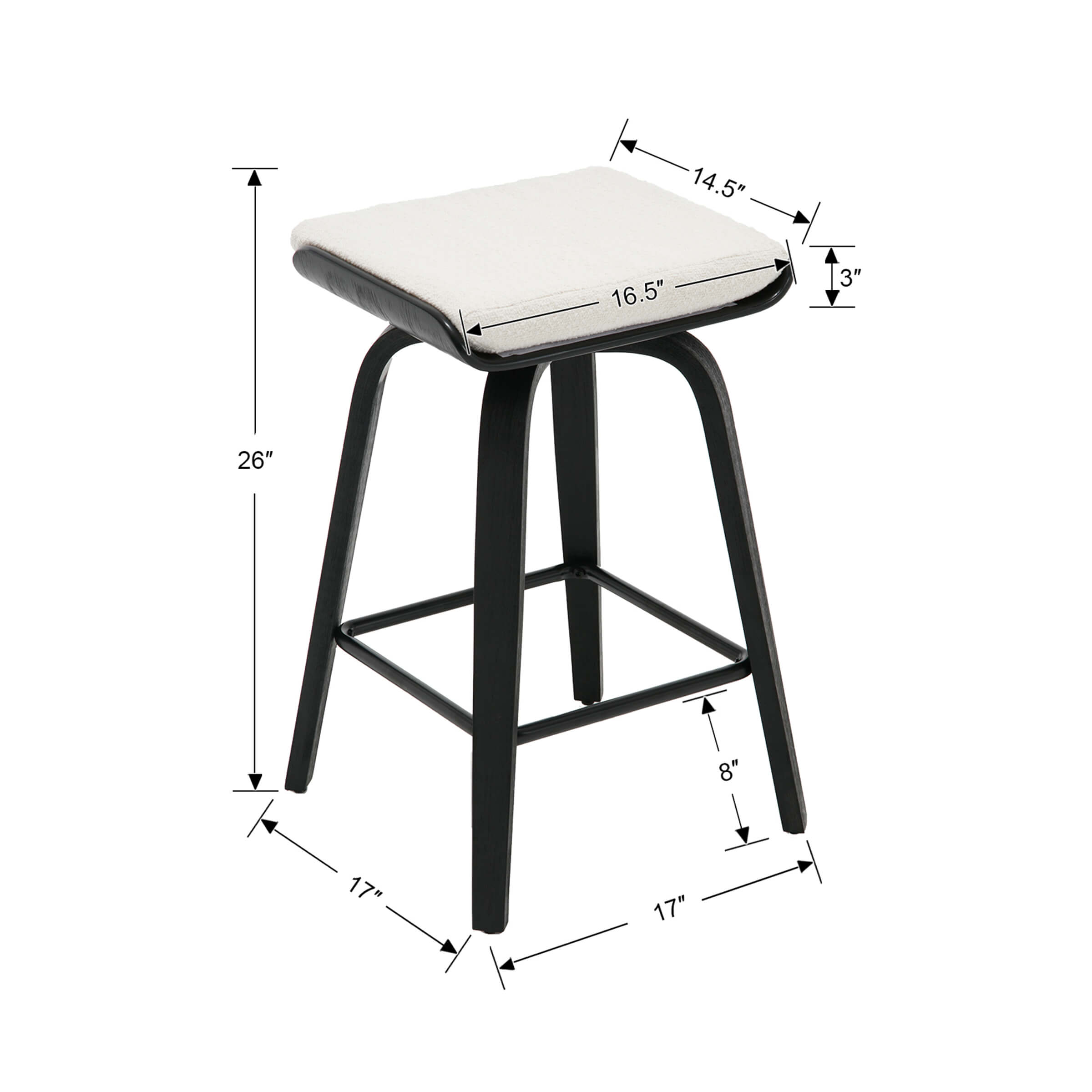 CIMOTA 26" Backless Swivel Counter Stools Set of 2 - 1710CS