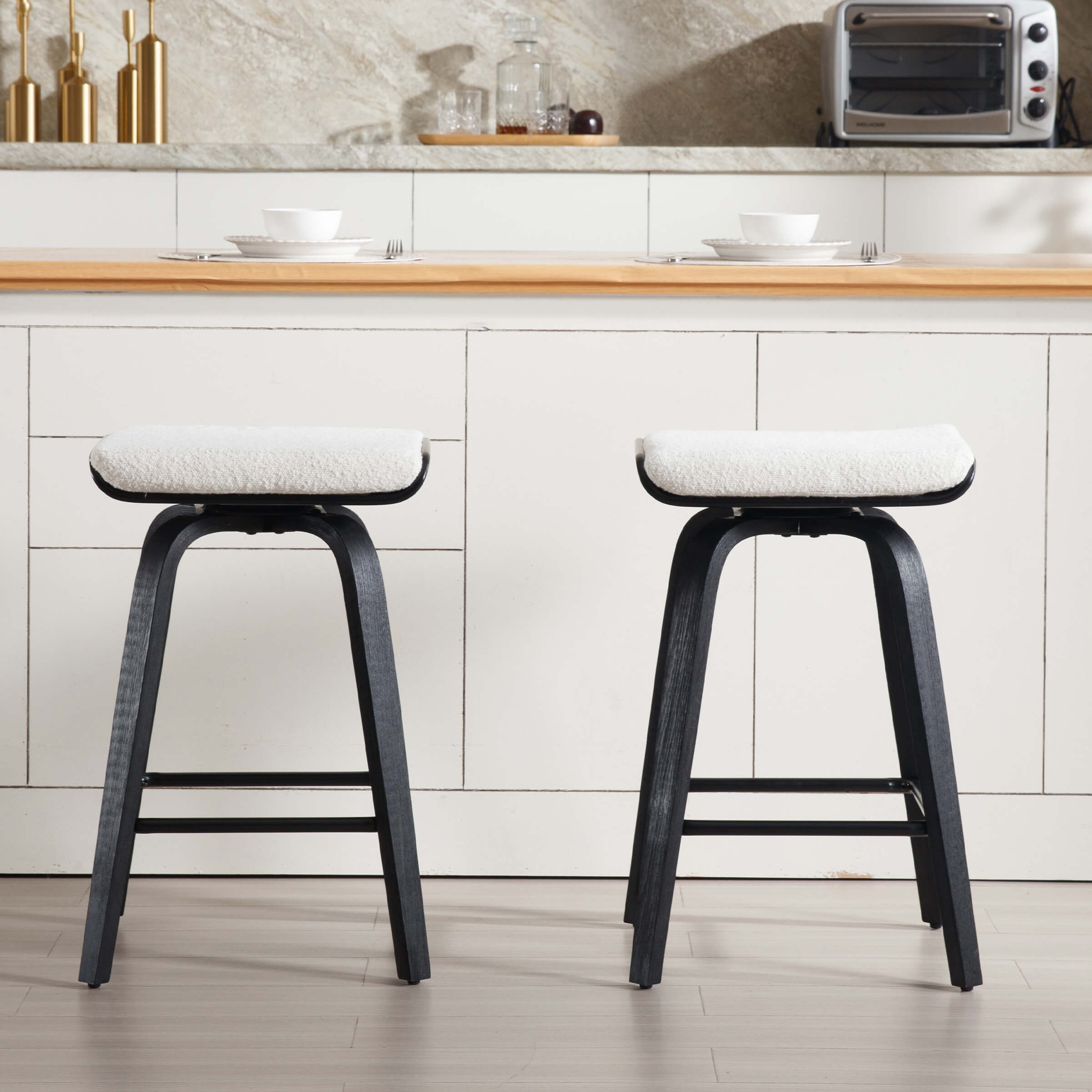 CIMOTA 26" Backless Swivel Counter Stools Set of 2 - 1710CS