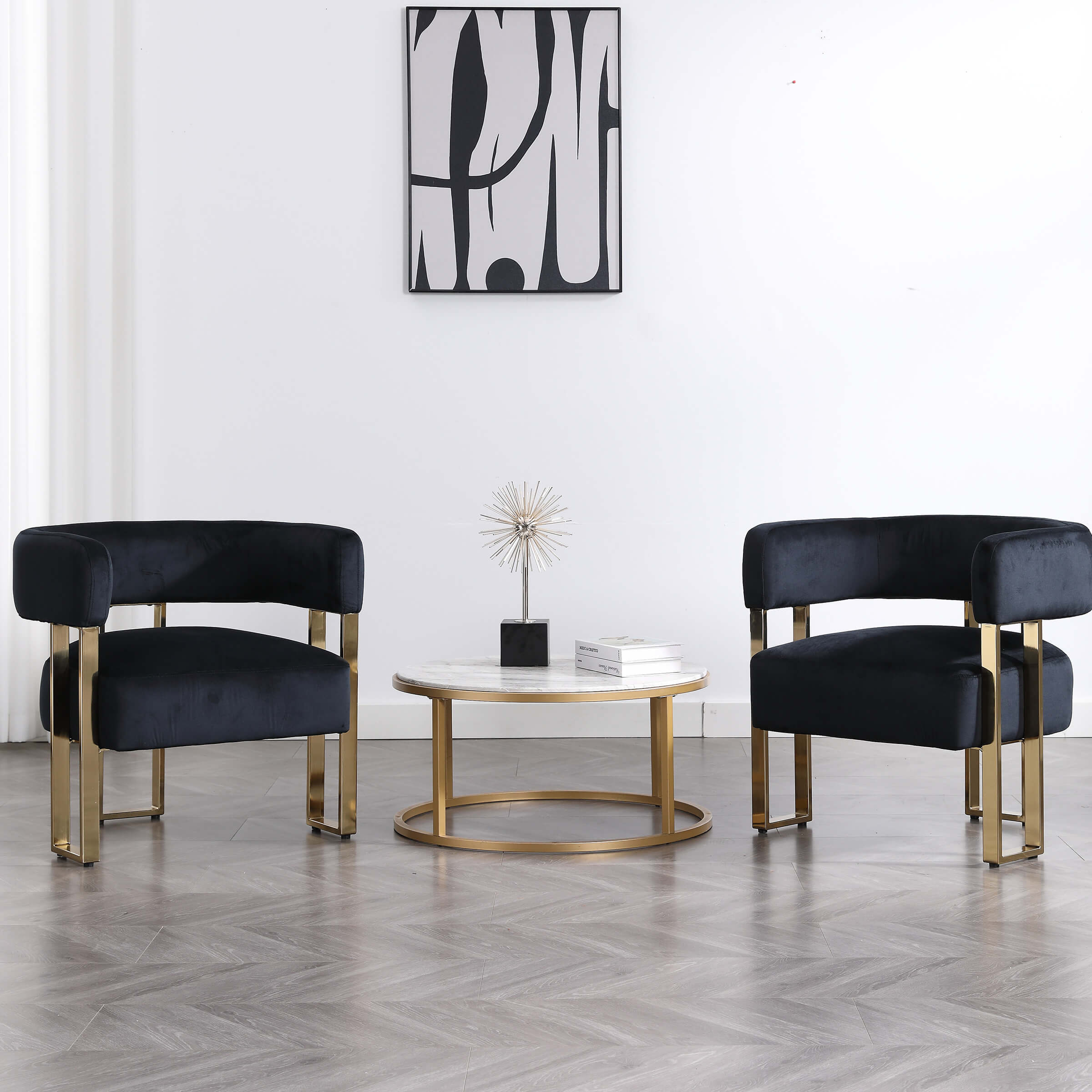 ZH4YOU Barrel Chair with Gold Metal Legs 1 PCS - 72005AC