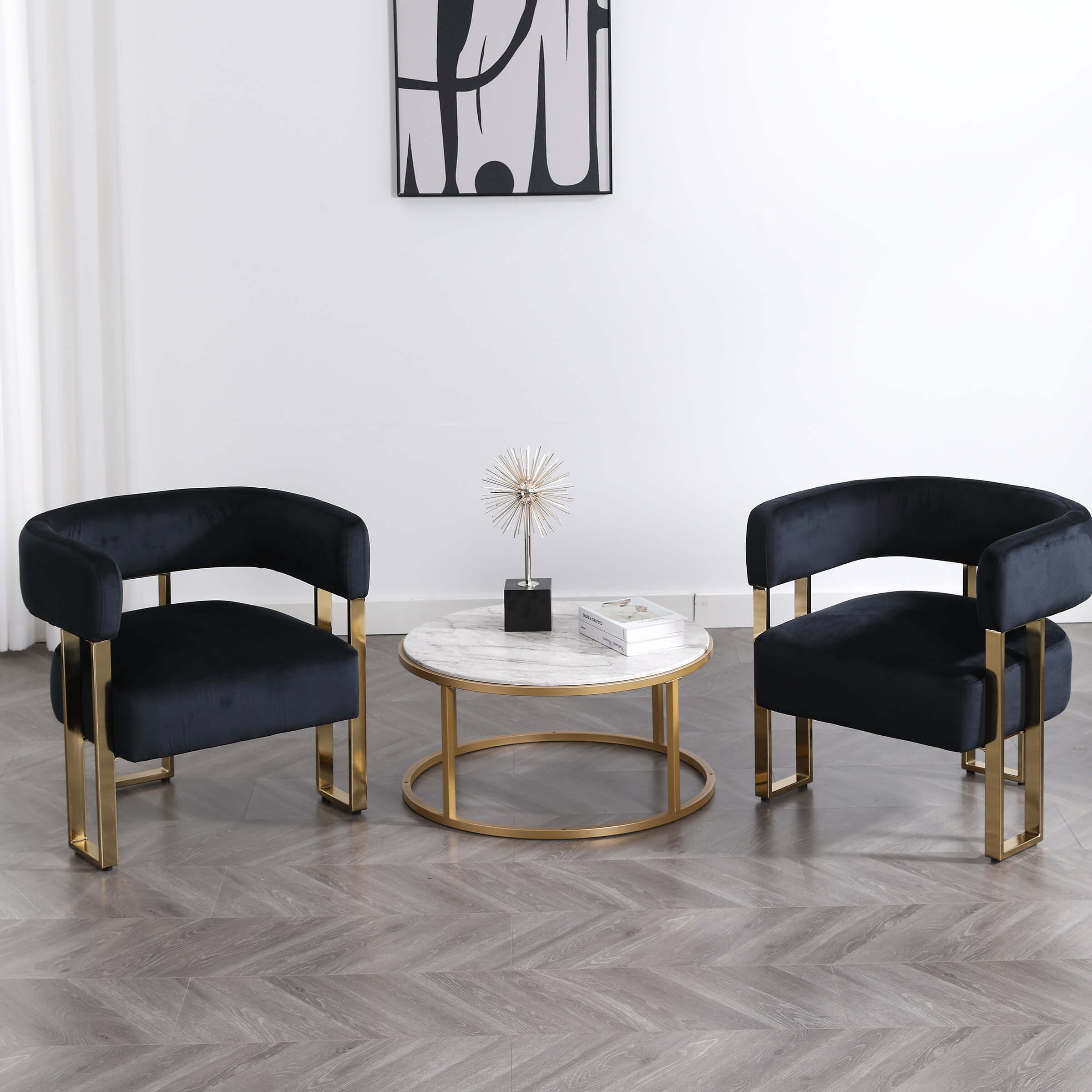 ZH4YOU Barrel Chair with Gold Metal Legs 1 PCS - 72005AC