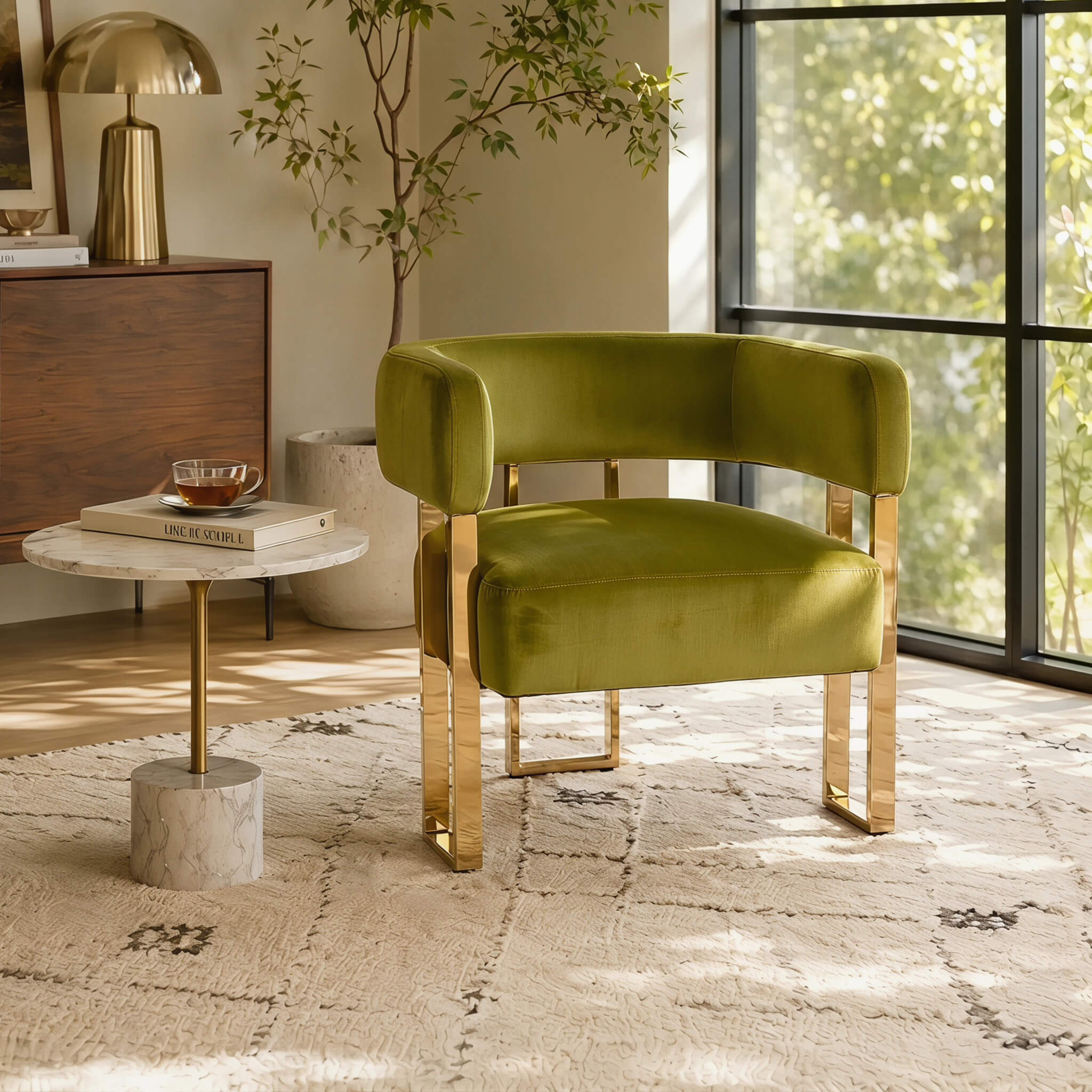 Barrel Chair with Gold Metal Legs 1 PCS - 72005AC