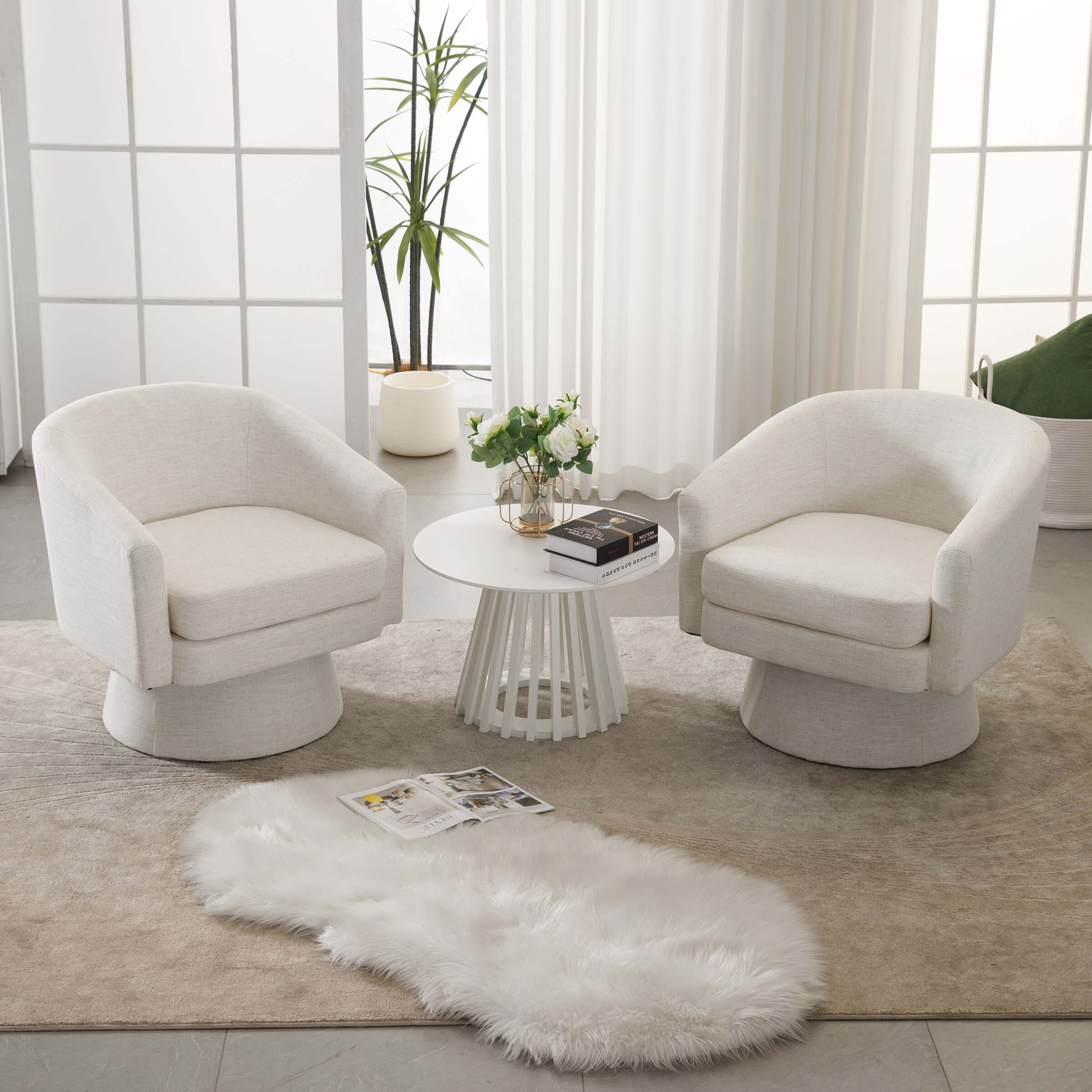 ROCITY Barrel Swivel Accent Chair 1 PCS - 3057AC