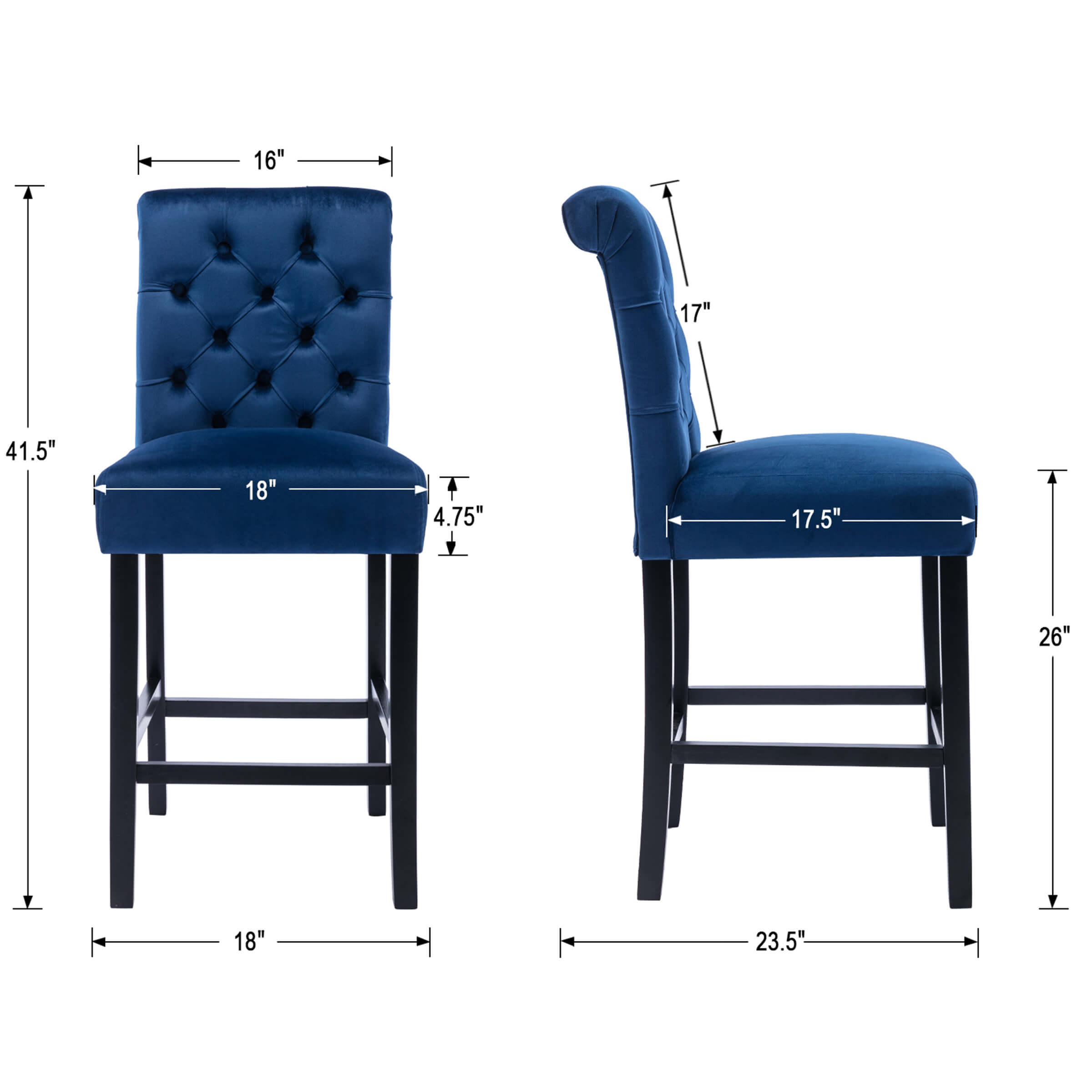 Kmax Tufted Counter Height Bar Stools Set of 2 - 8335CS