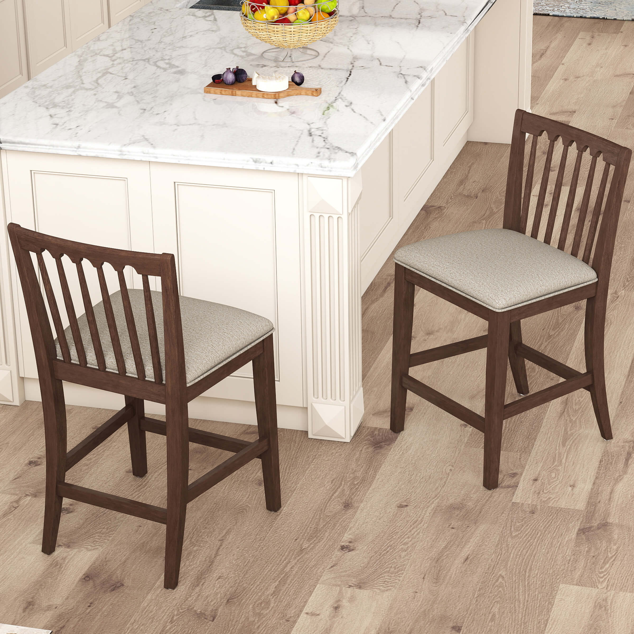 KMAX Farmhouse Counter Height Bar Stools Set of 2 - 00241CS