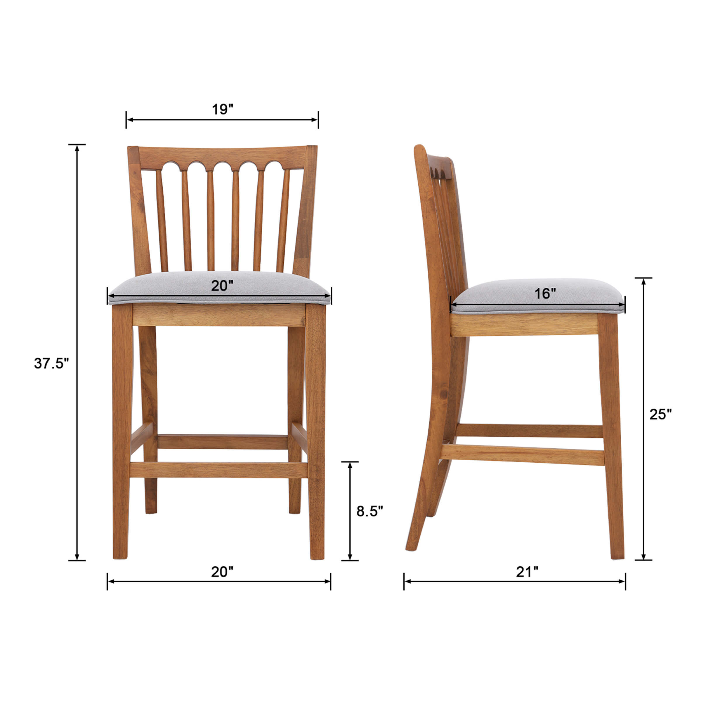 KMAX Farmhouse Counter Height Bar Stools Set of 2 - 00241CS