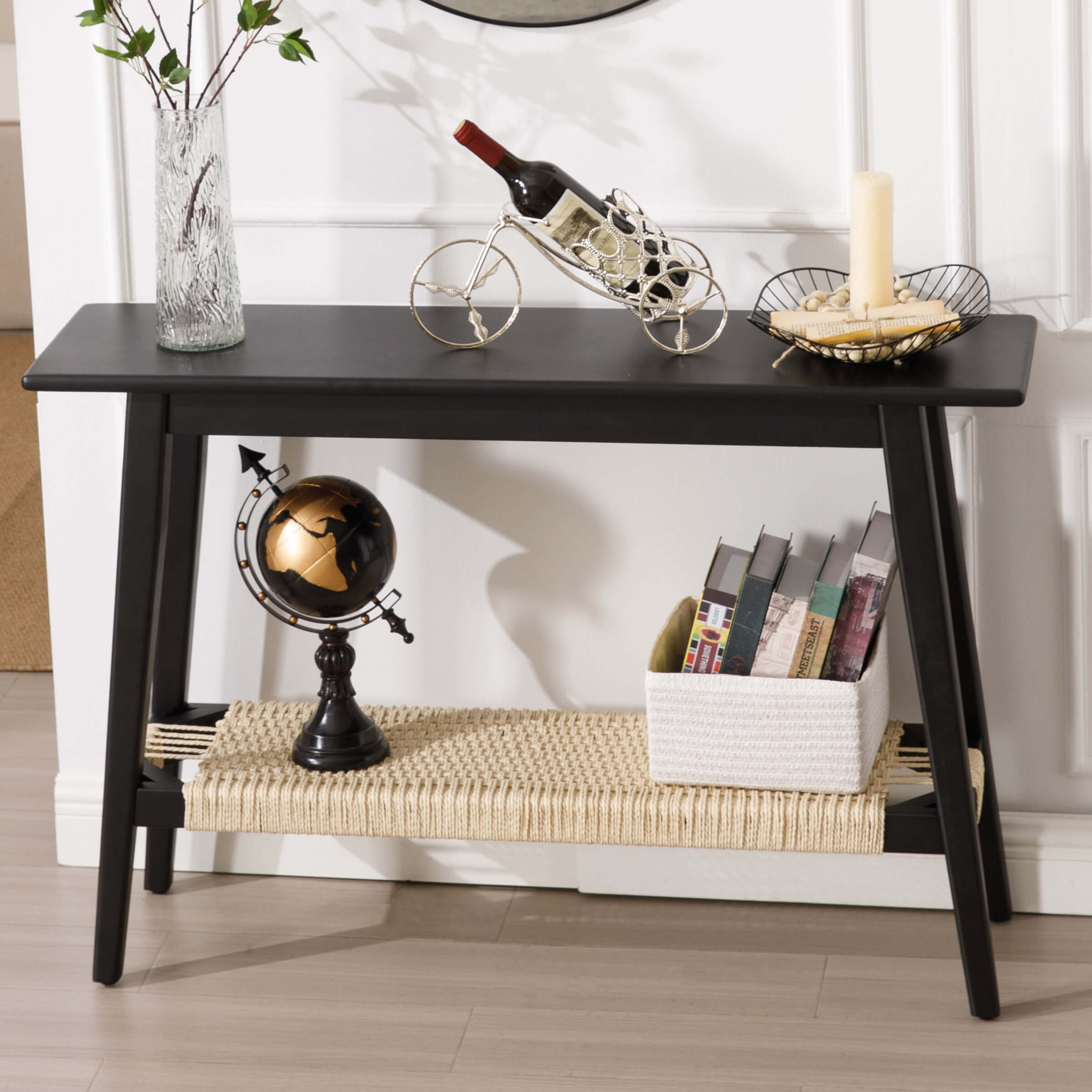 Kmax Natural Entryway Table with Rattan Storage Shelf - 22162ET