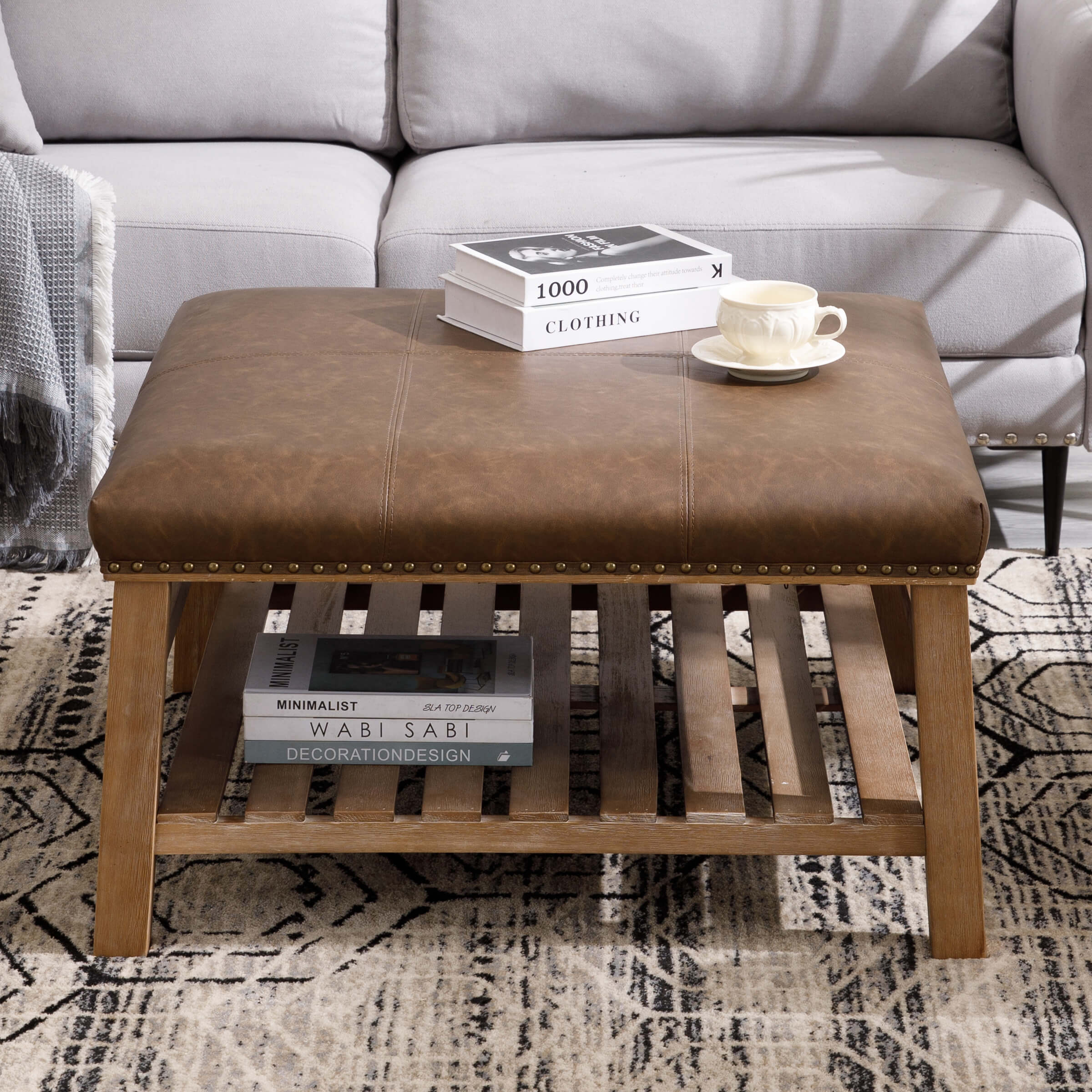 CIMOTA Rivet-Trimmed Storage Coffee Table - 2204CT