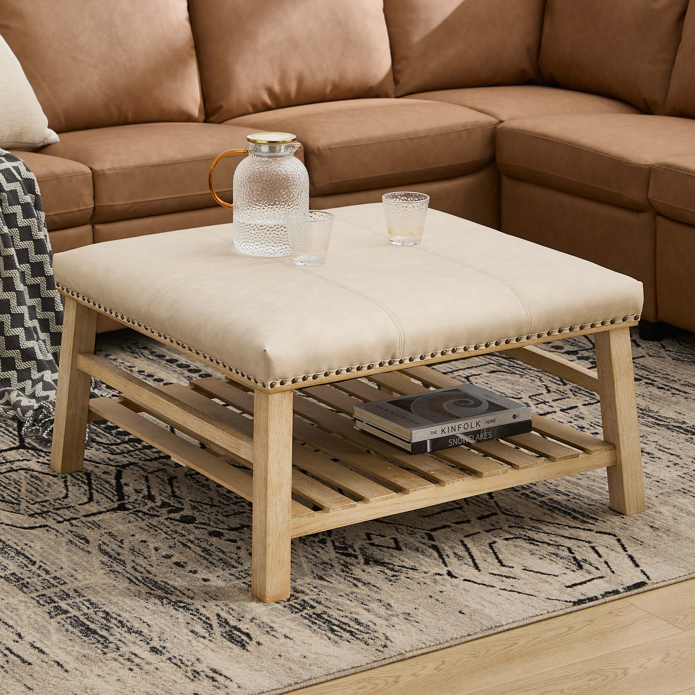 CIMOTA Rivet-Trimmed Storage Coffee Table - 2204CT