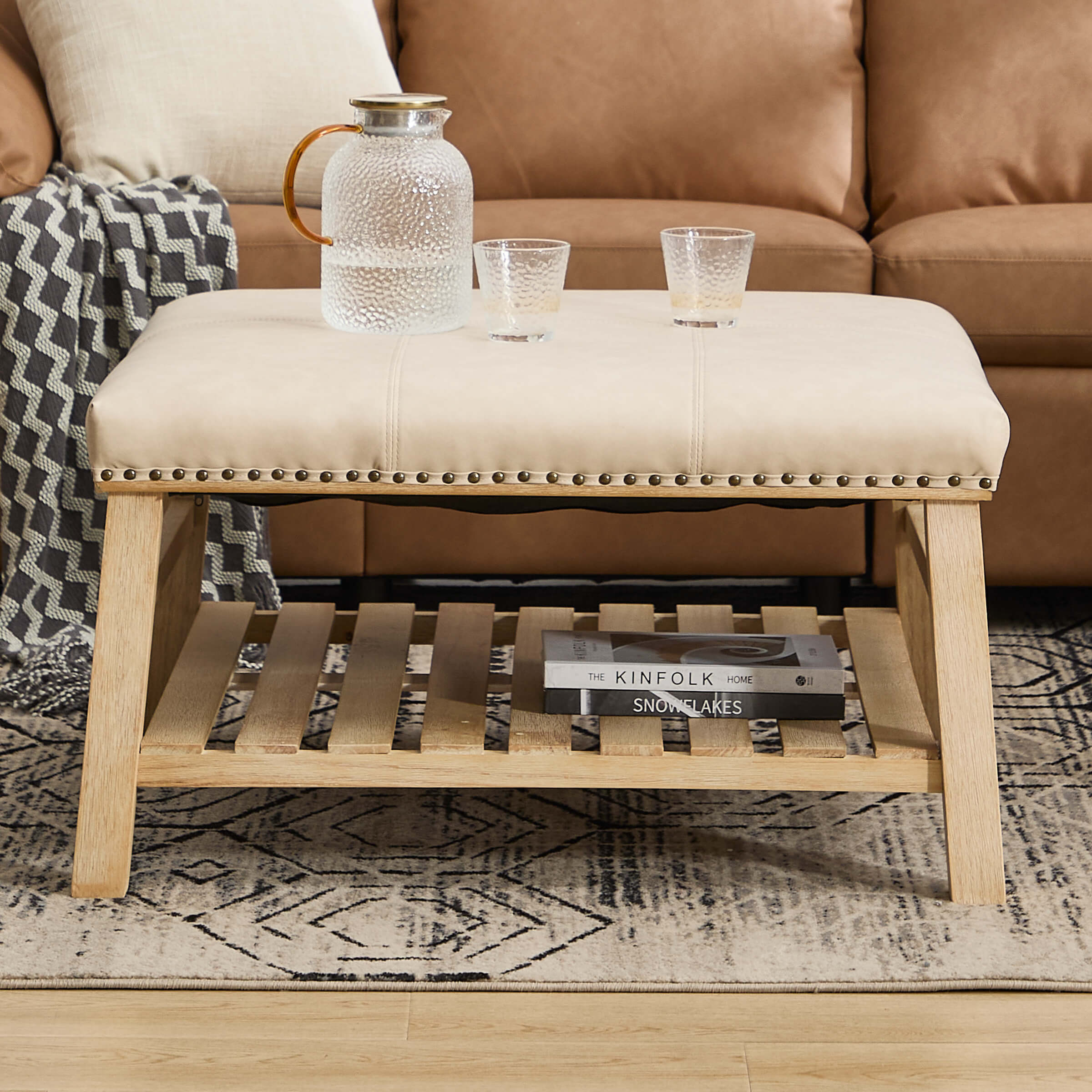 CIMOTA Rivet-Trimmed Storage Coffee Table - 2204CT
