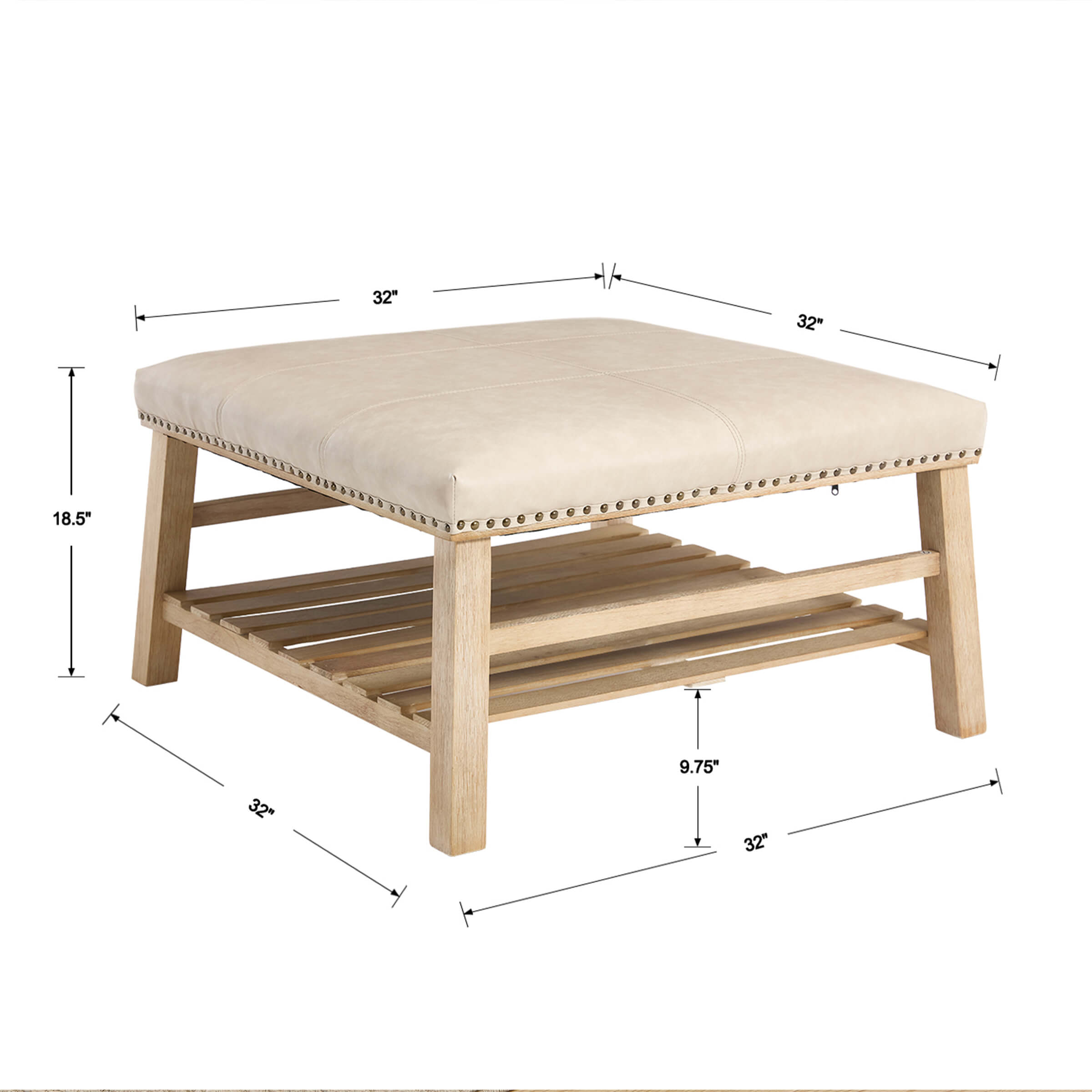 CIMOTA Rivet-Trimmed Storage Coffee Table - 2204CT