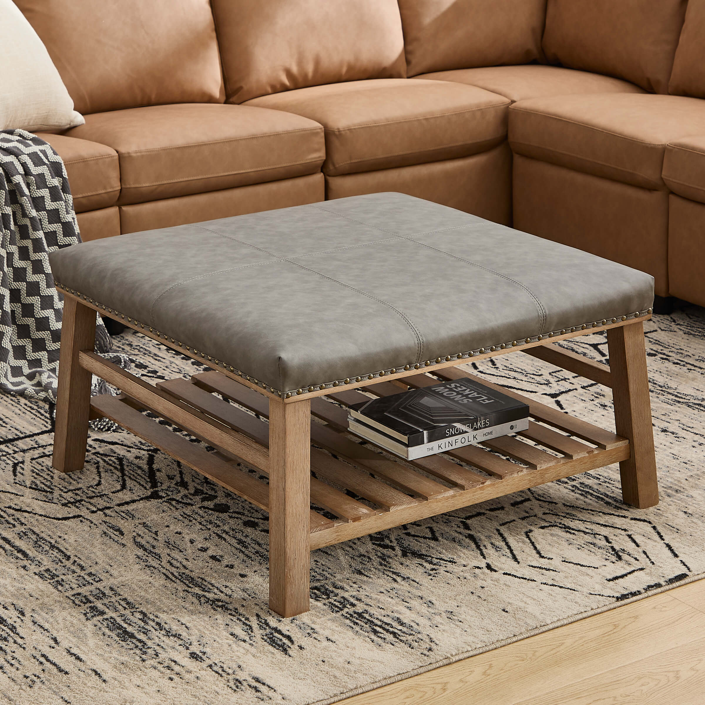 CIMOTA Rivet-Trimmed Storage Coffee Table - 2204CT