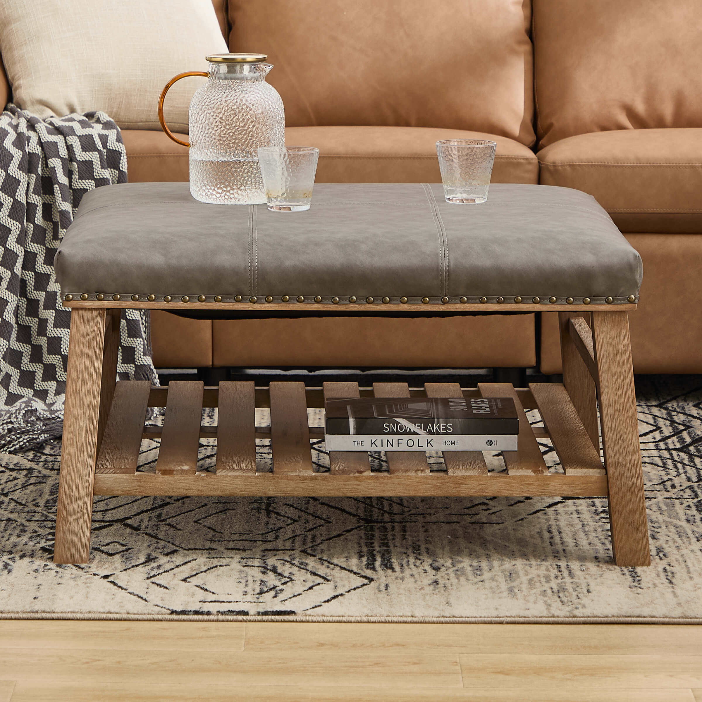 CIMOTA Rivet-Trimmed Storage Coffee Table - 2204CT