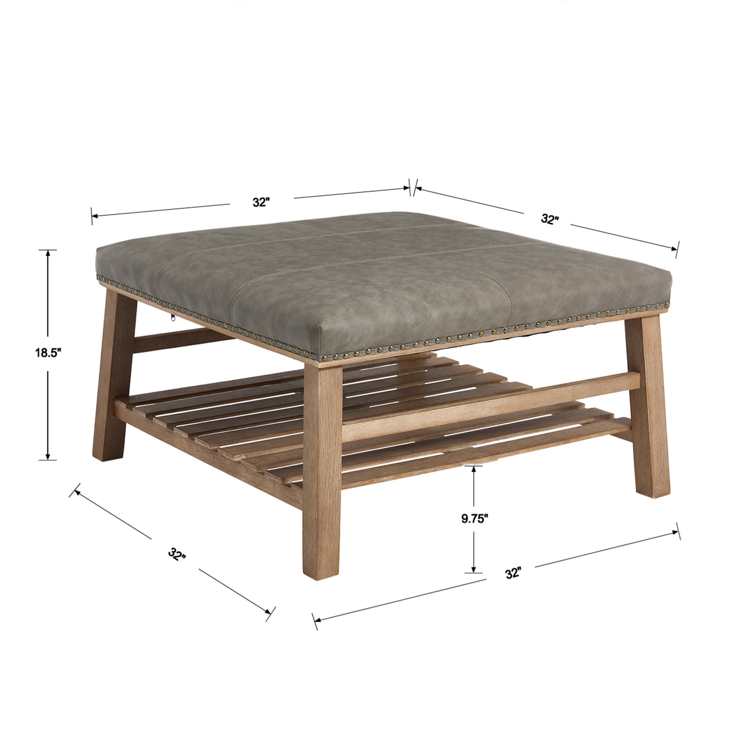 CIMOTA Rivet-Trimmed Storage Coffee Table - 2204CT