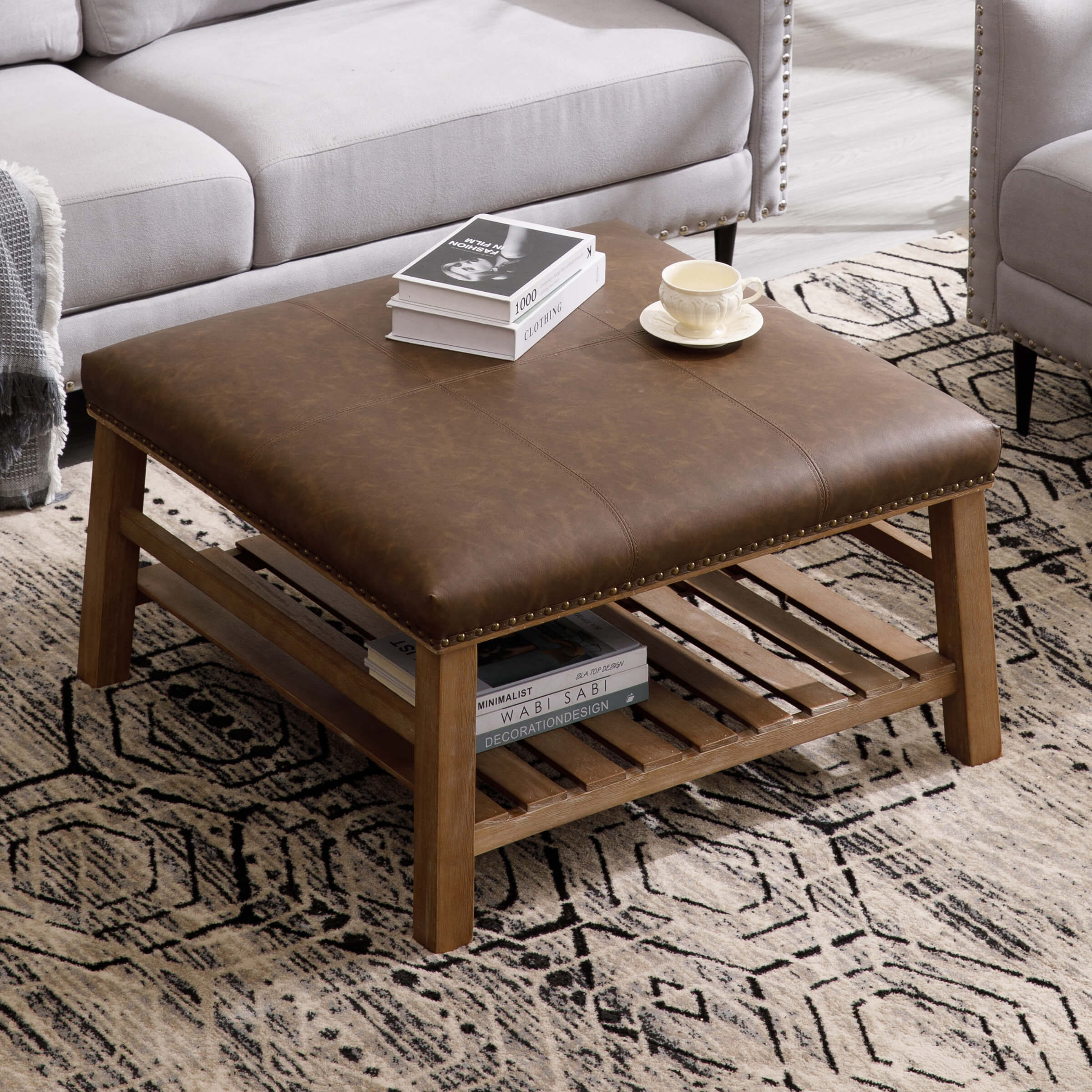 CIMOTA Rivet-Trimmed Storage Coffee Table - 2204CT