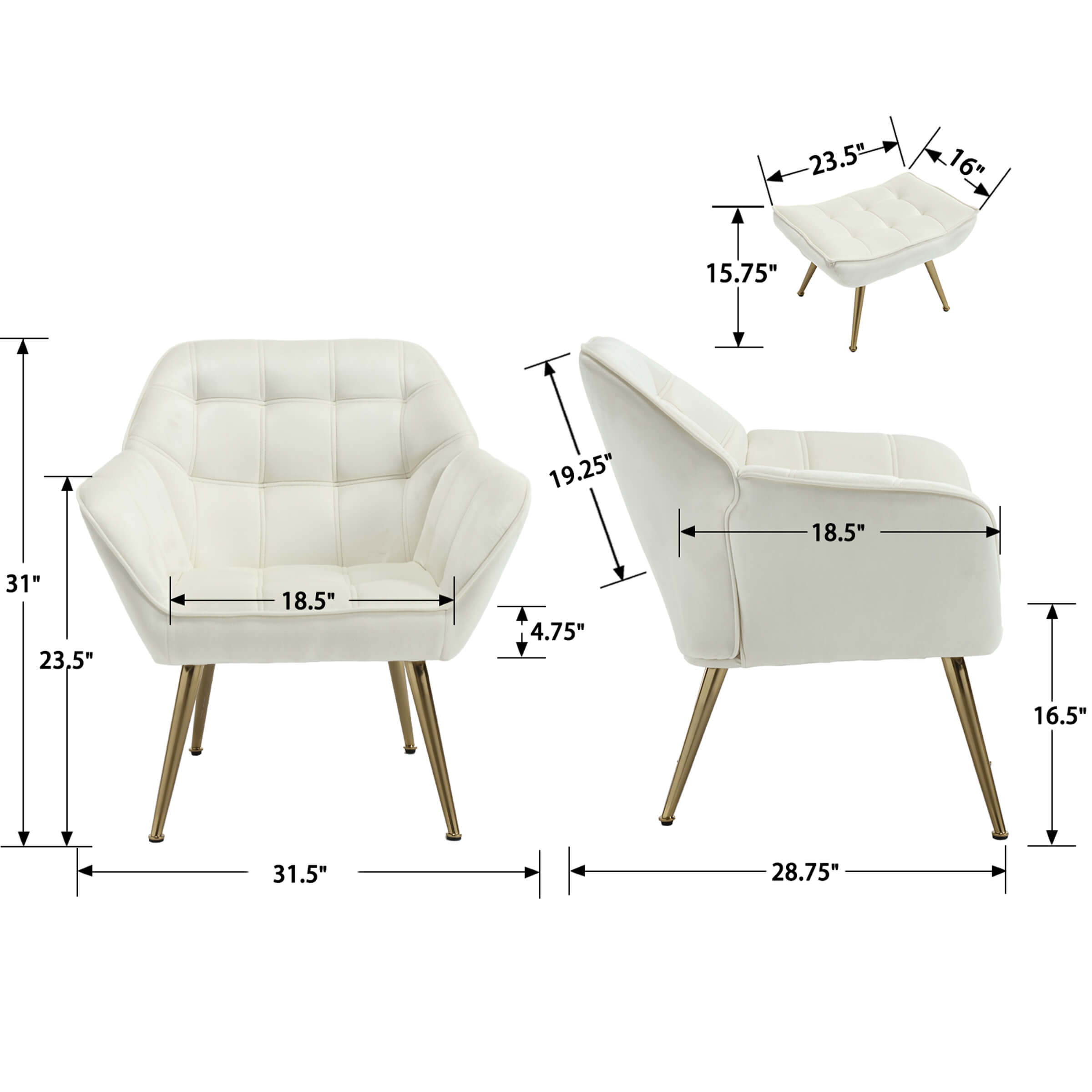 VESCASA Accent Chair with Ottoman - 8904AO