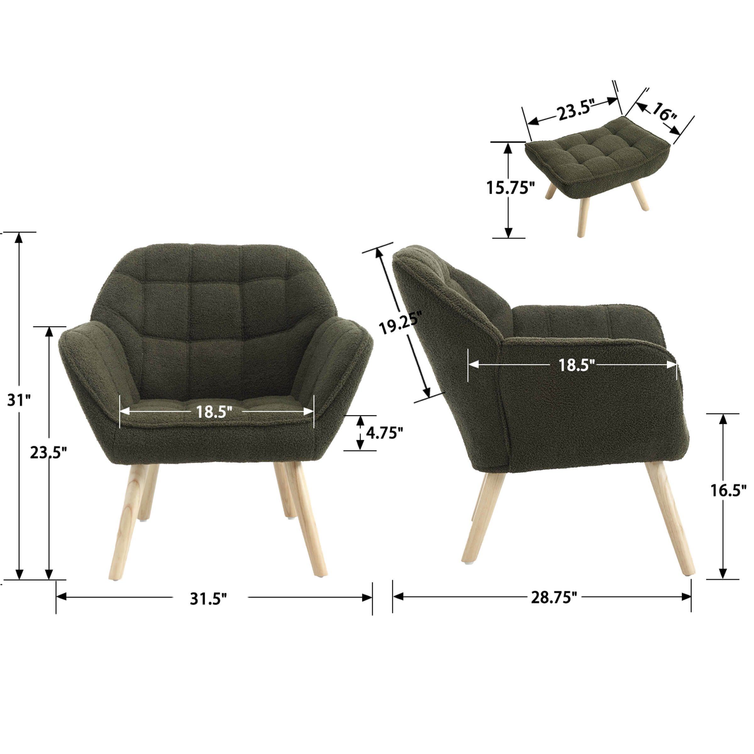 VESCASA Accent Chair with Ottoman - 8904AO