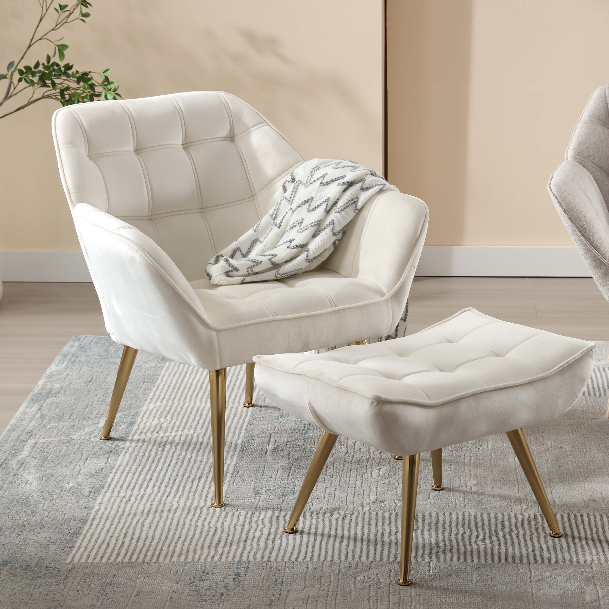 VESCASA Accent Chair with Ottoman - 8904AO