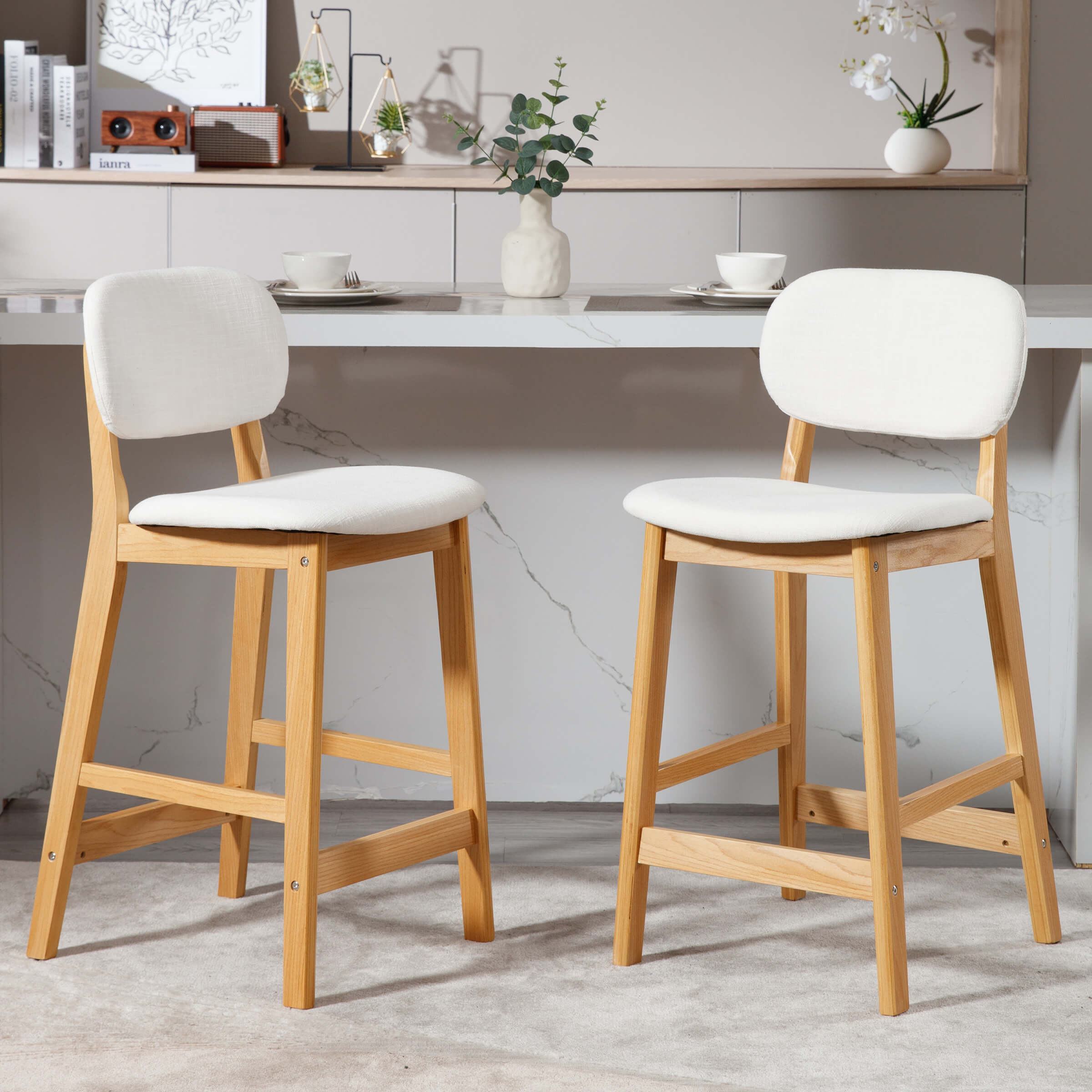 VESCASA 26"H Modern Barrel Bar Stools Set of 2 - 6026CS