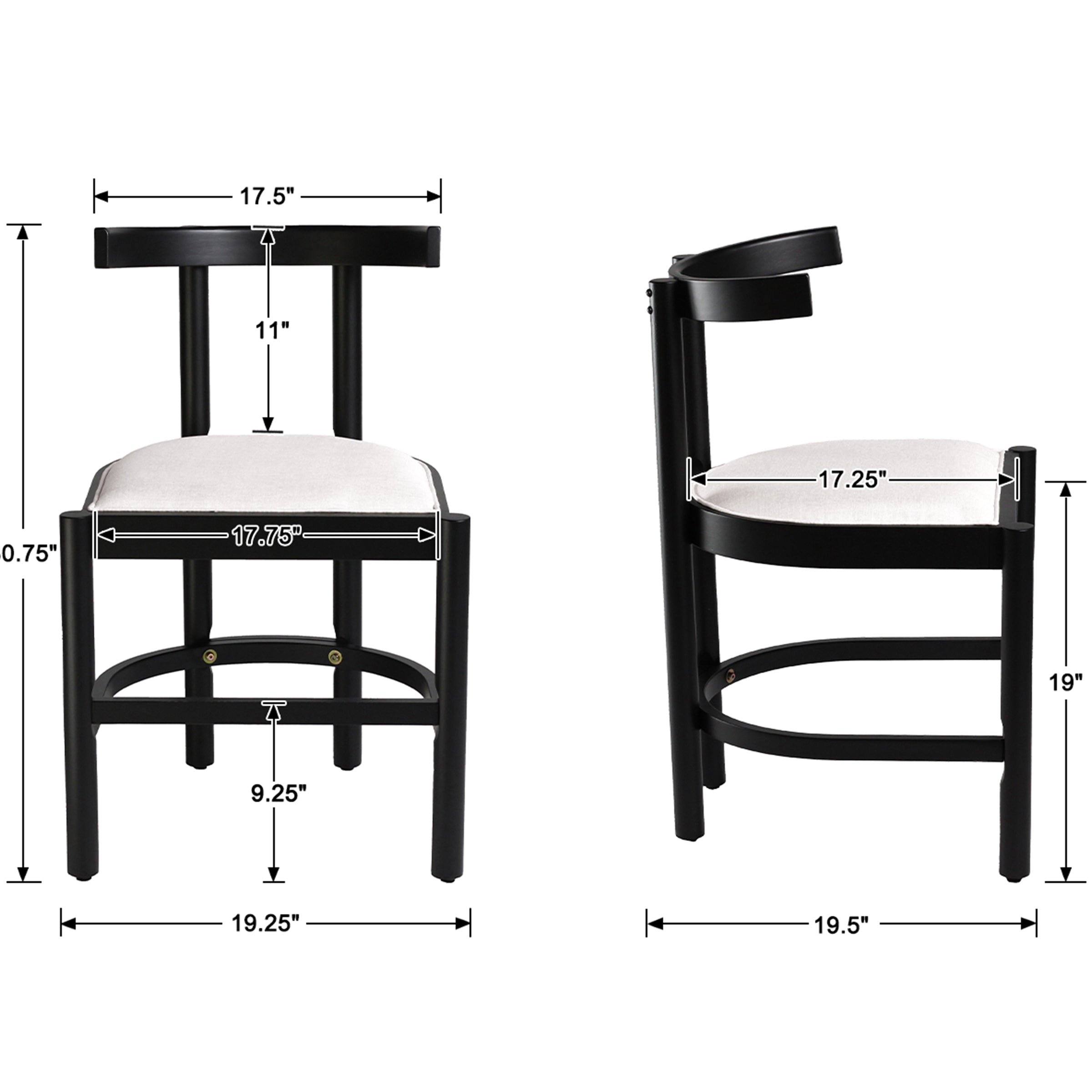 Janoray Wood Curve Back Dining Chairs Set of 2- XX036DC
