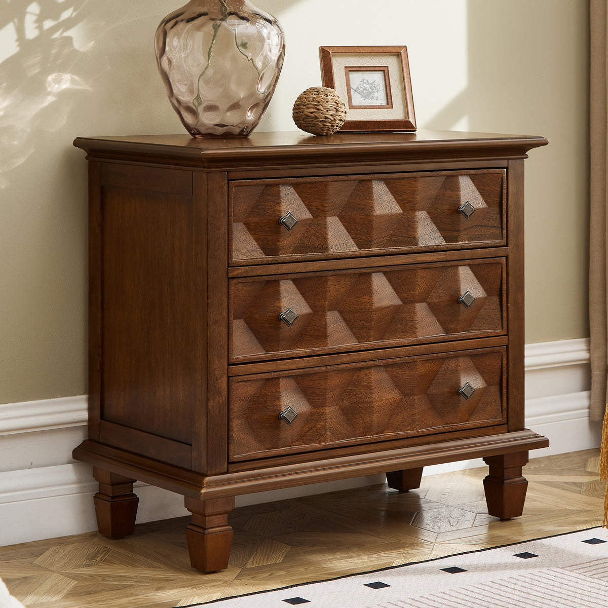 29" Farmhouse Nightstand with Charging Station