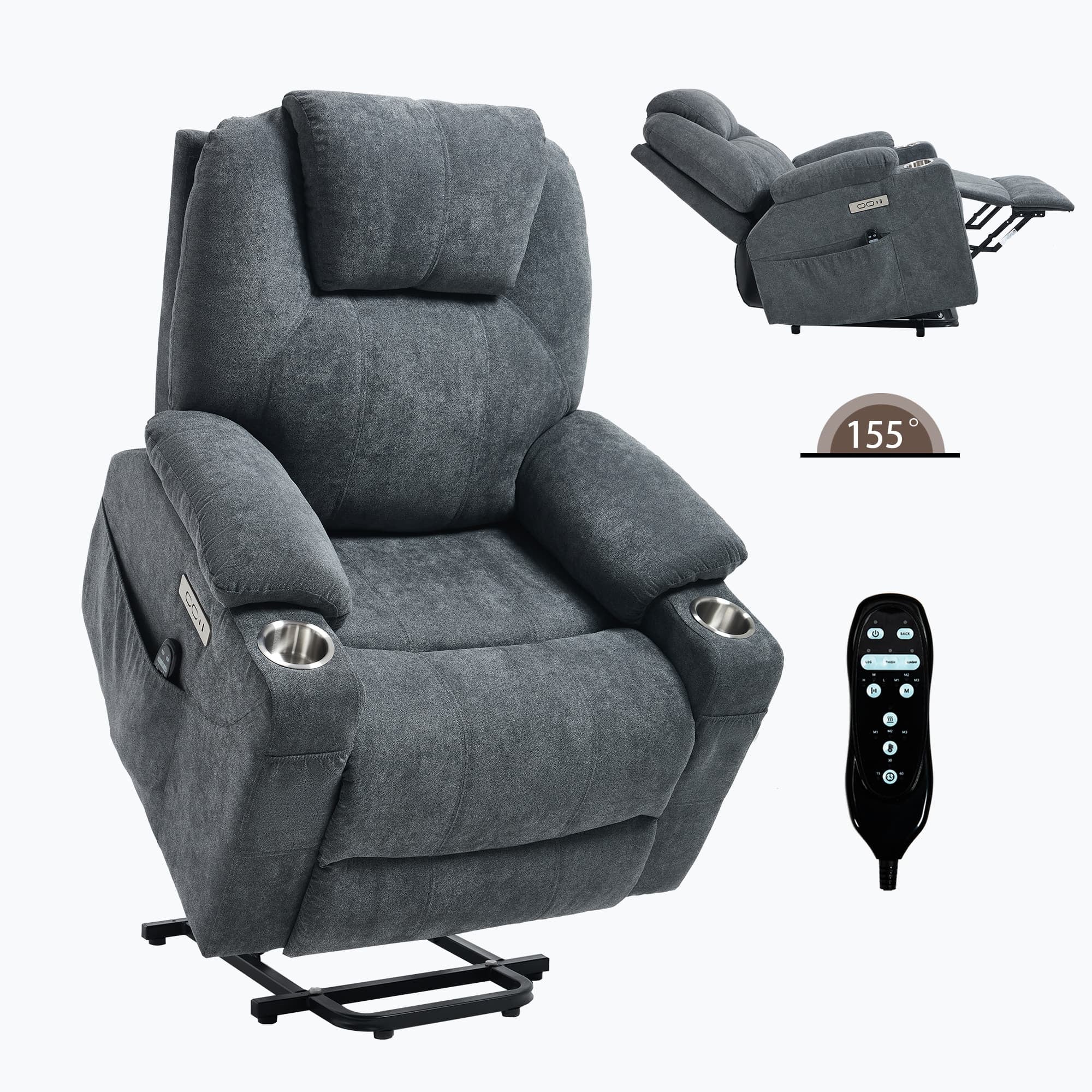 Power Lift Electric Massage Heat USB Recliner Chair