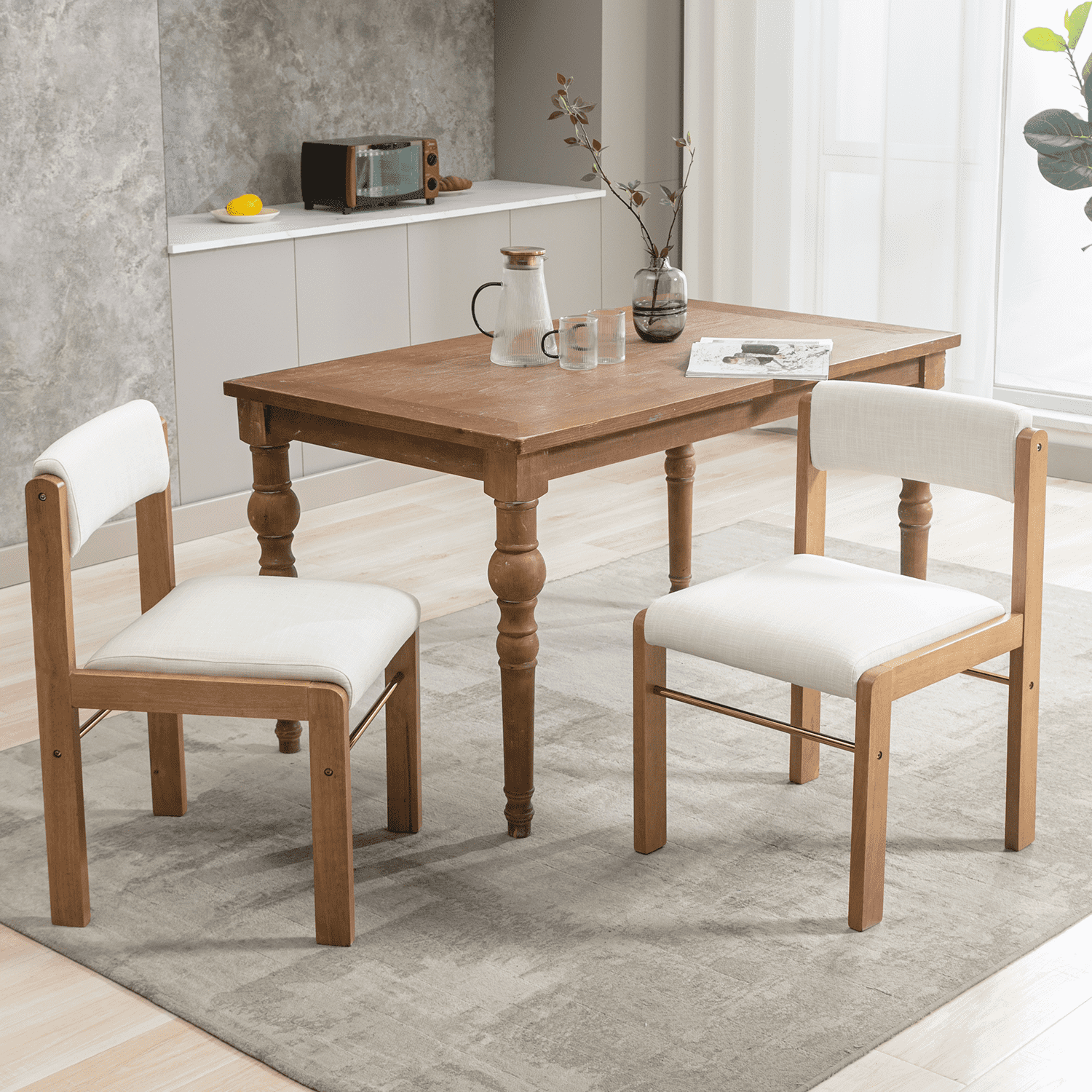 CIMOTA Farmhouse Cutout Back Dining Chairs Set of 2 - 1928DC