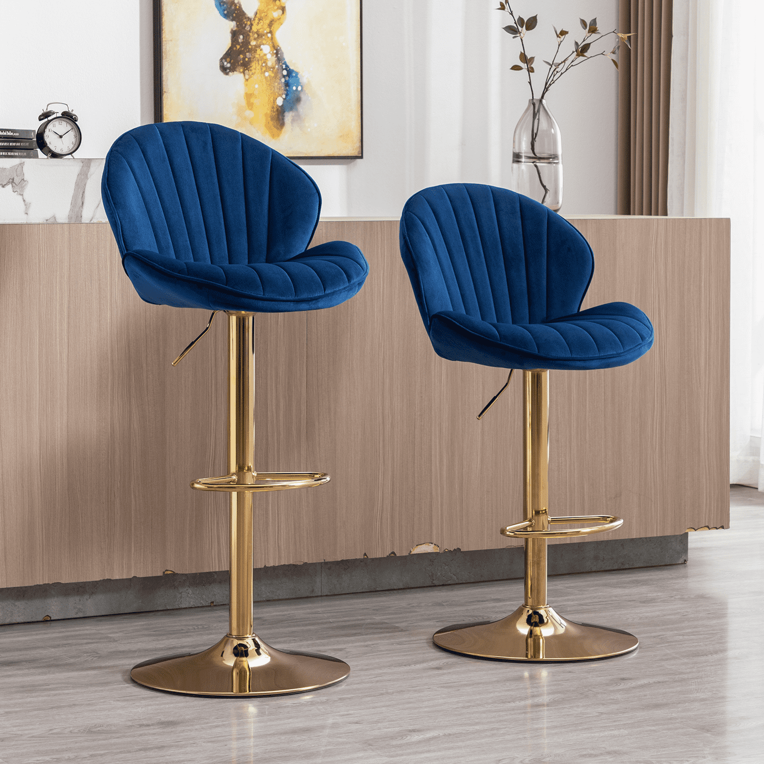 CHICAURA Modern Adjustable Swivel Bar Stools Set of 2 - 9022AB