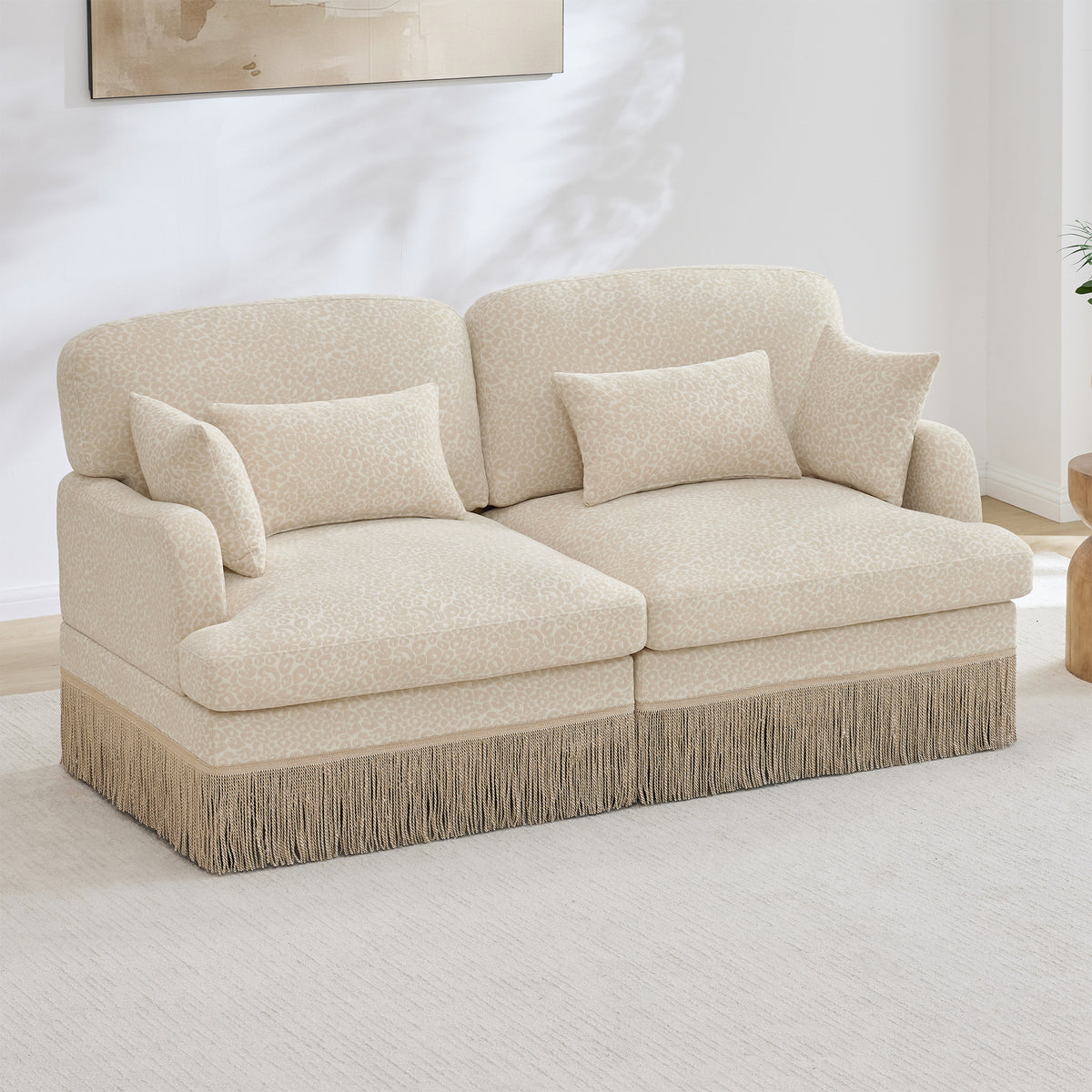 Chenille Modular Sofa & Loveseat with Tassel Trim