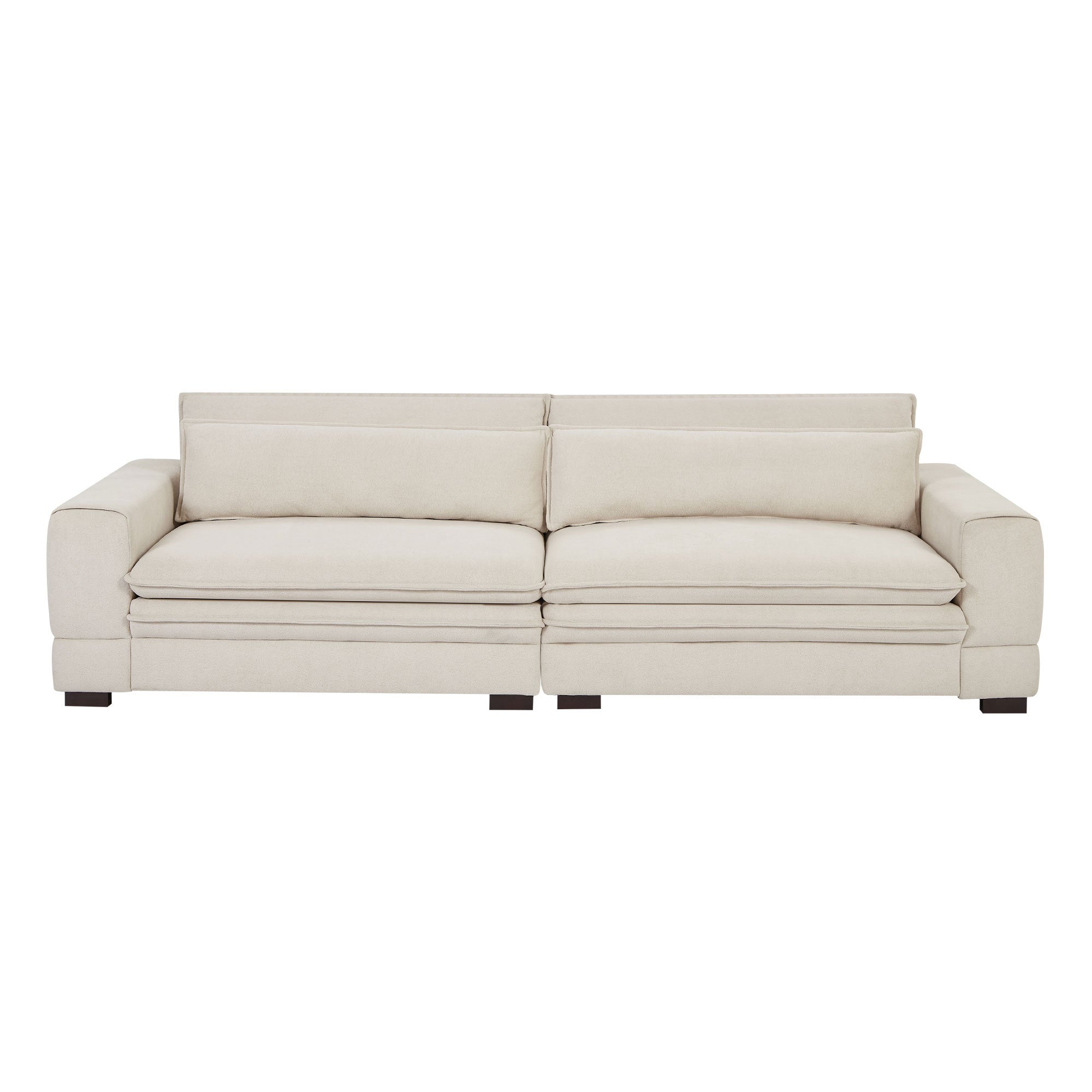 104" Beige Mid Century Modern 4-Seater Upholstered Sofa Couch