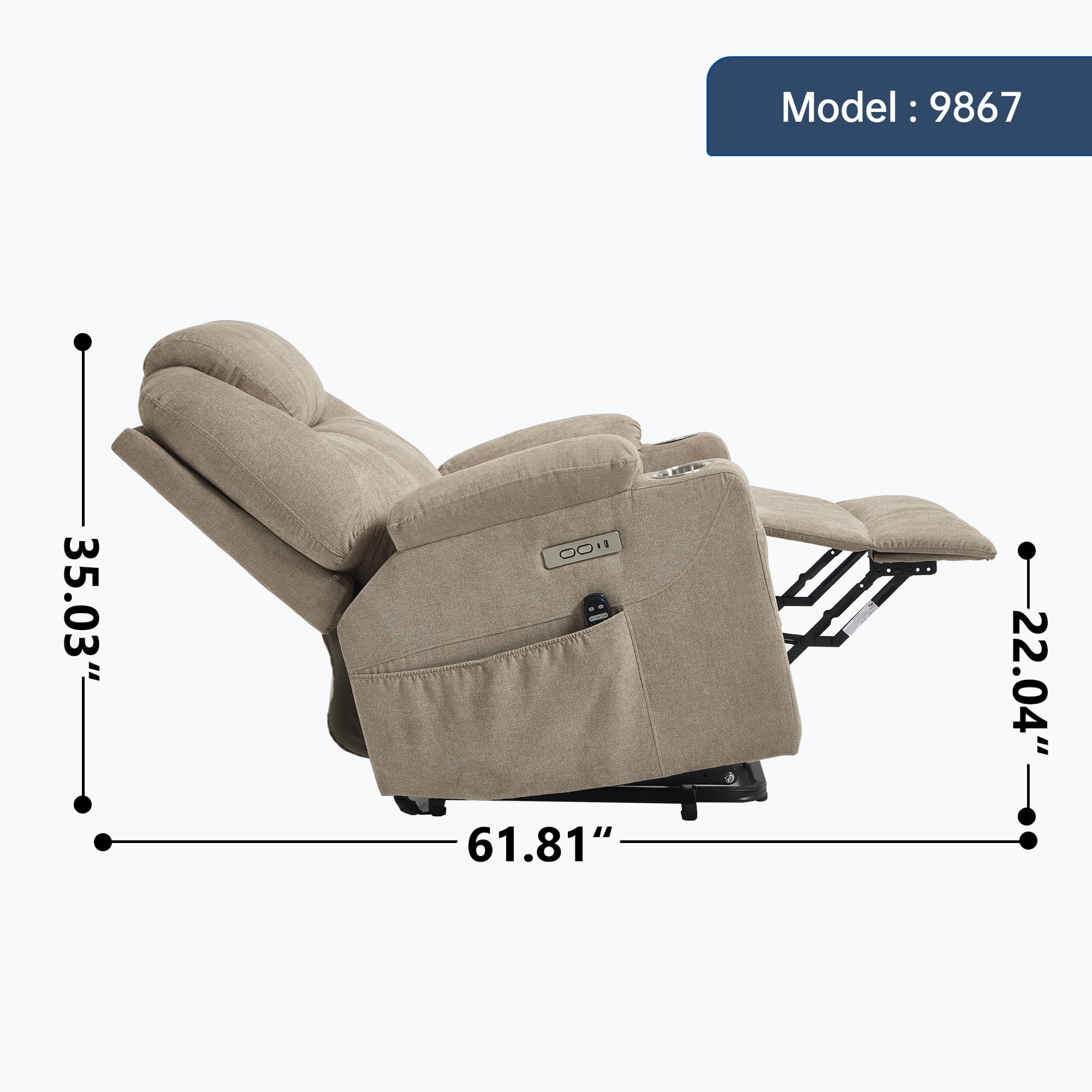 Power Lift Electric Massage Heat USB Recliner Chair