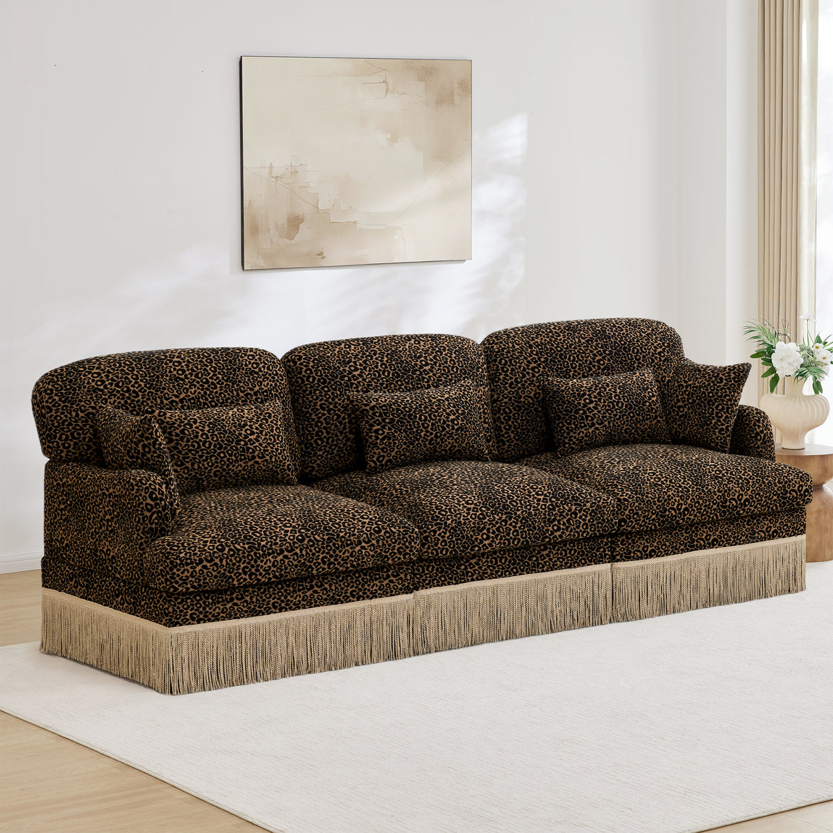 Chenille Modular Sofa & Loveseat with Tassel Trim