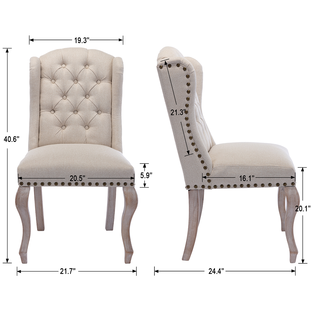 Parsons Linen Dining Chairs Set of 2 - 1296DC