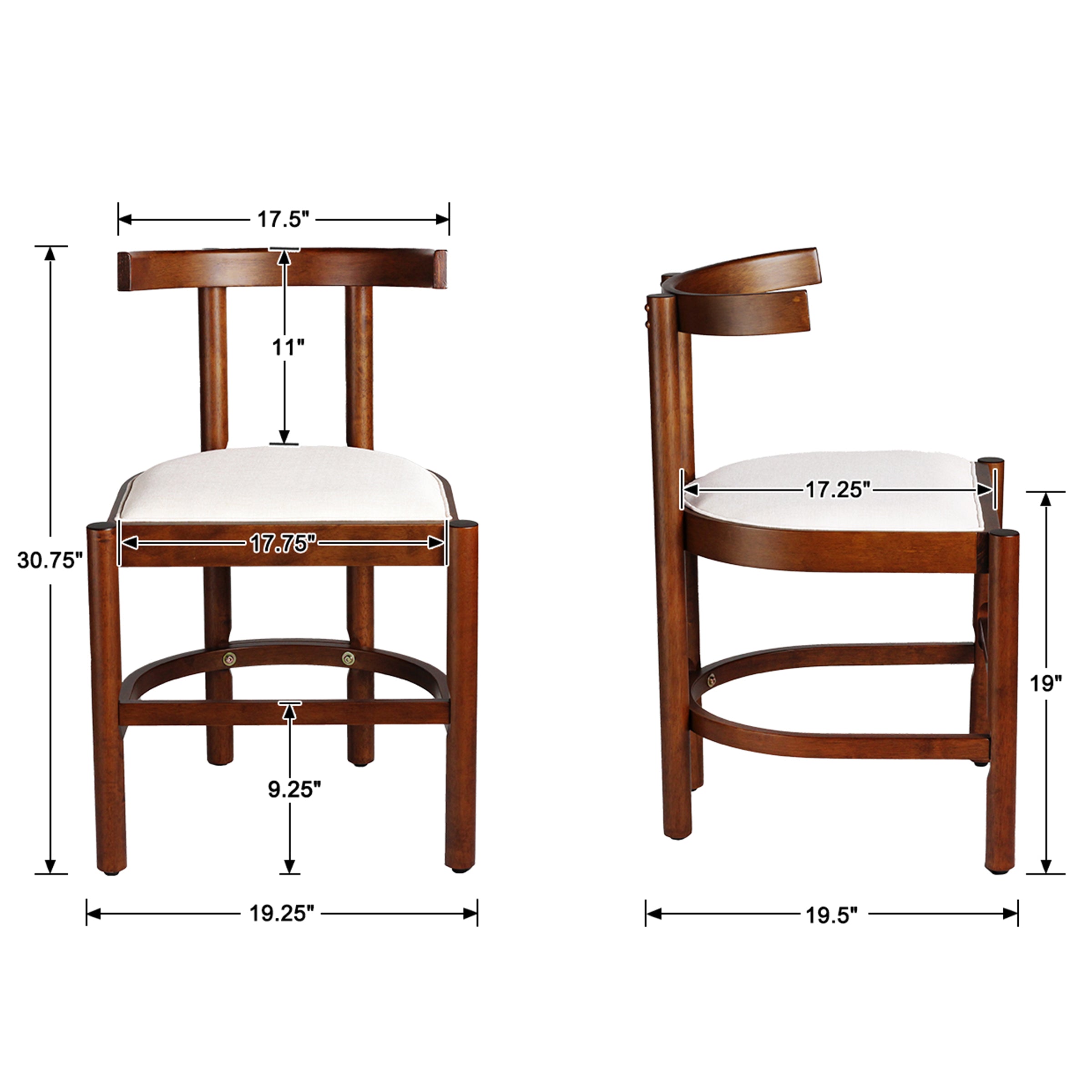 Janoray Wood Curve Back Dining Chairs Set of 2- XX036DC