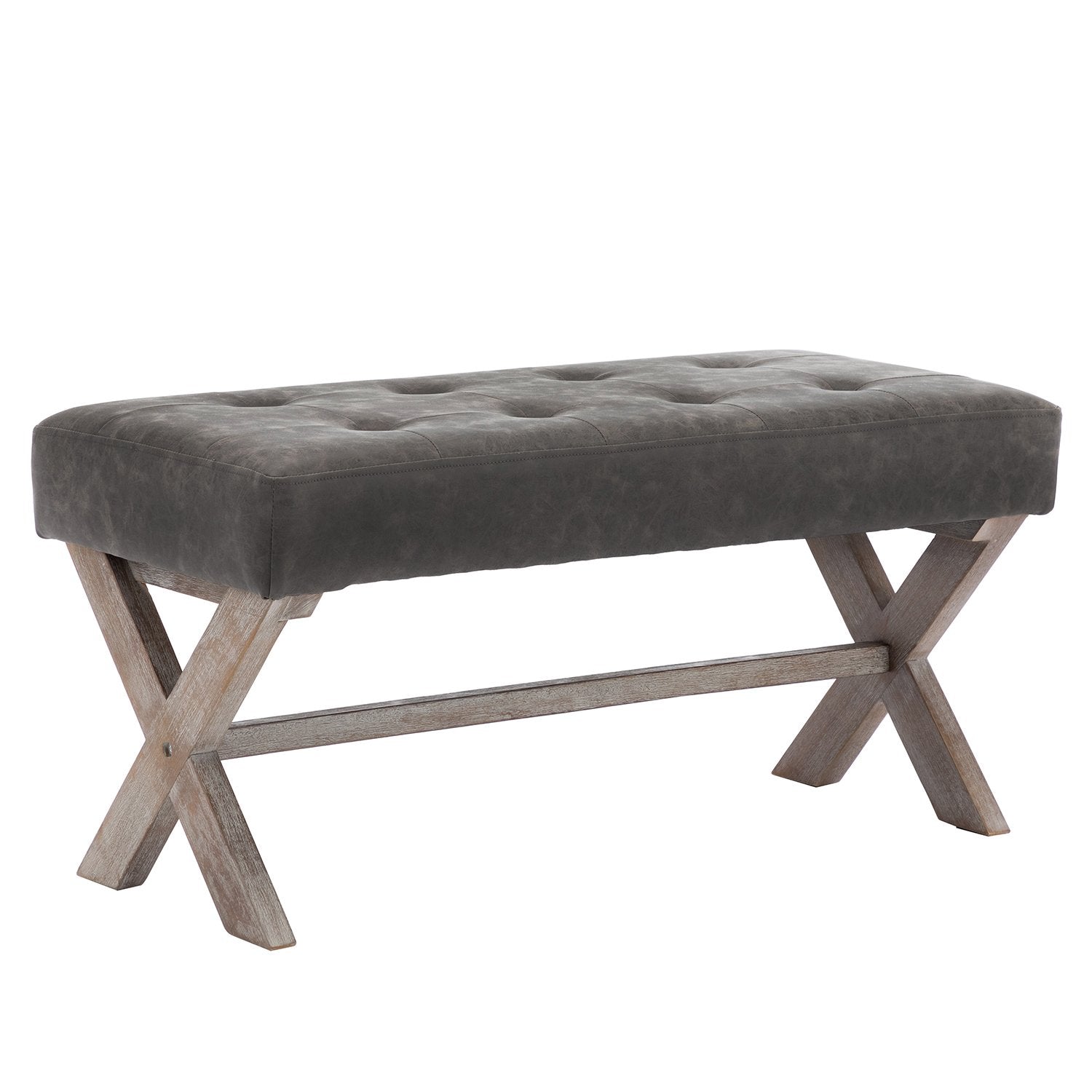 Kmax PU Upholstered Textured Gray Entryway Bench - 7868
