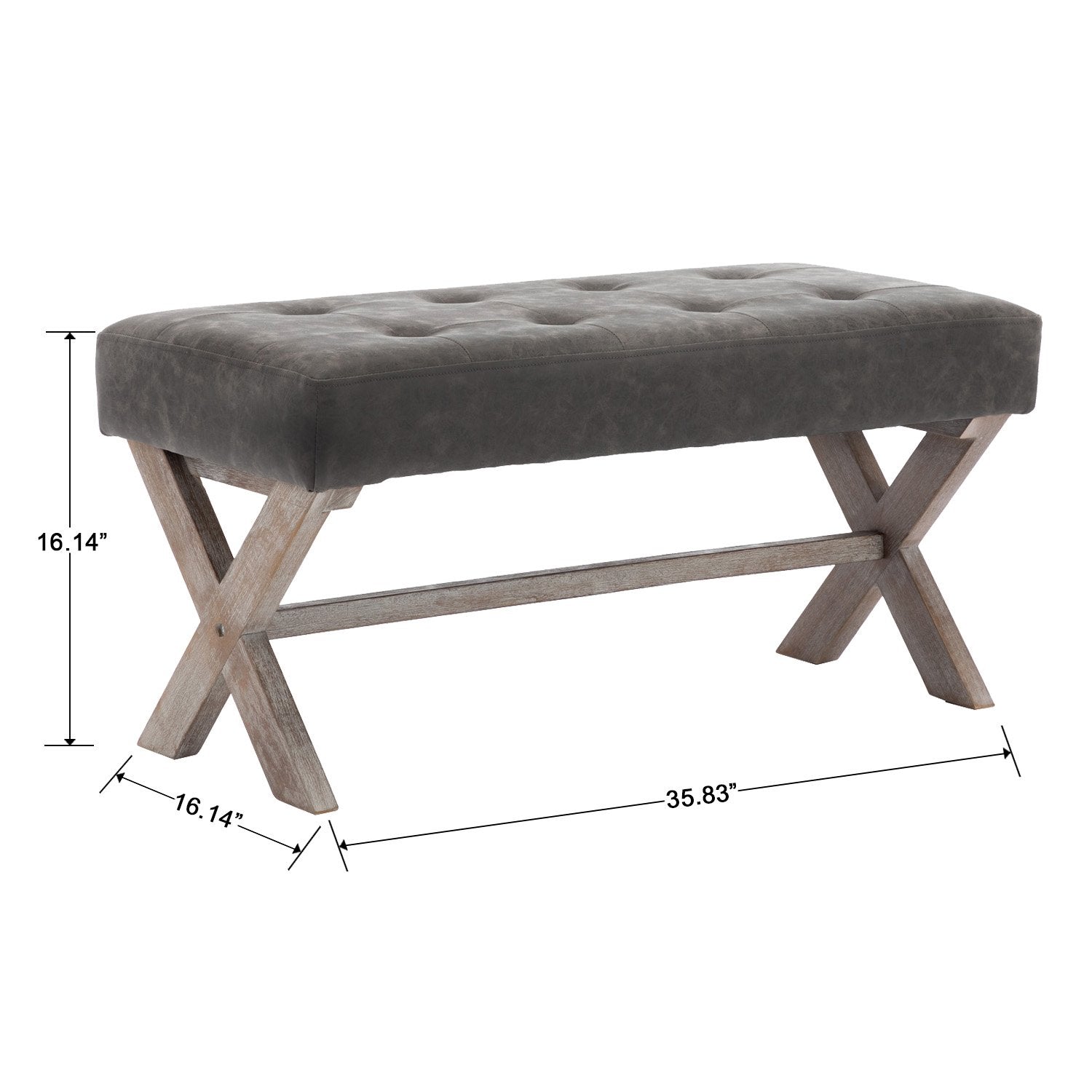 Kmax PU Upholstered Textured Gray Entryway Bench - 7868