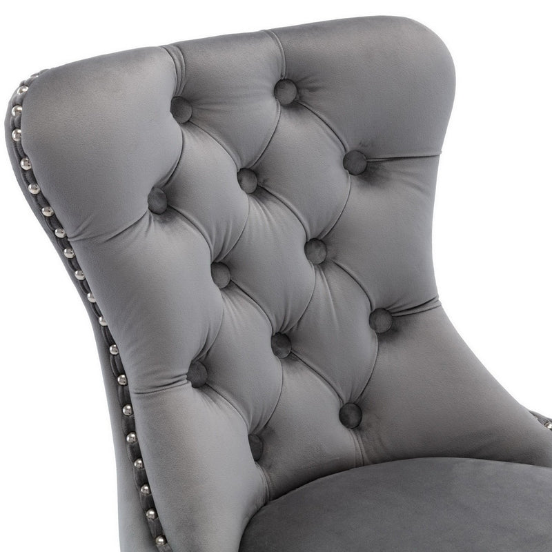 Mid Century Velvet Tufted  Swivel Upholstered Height Adjustable Counter & Bar Stool, 5608