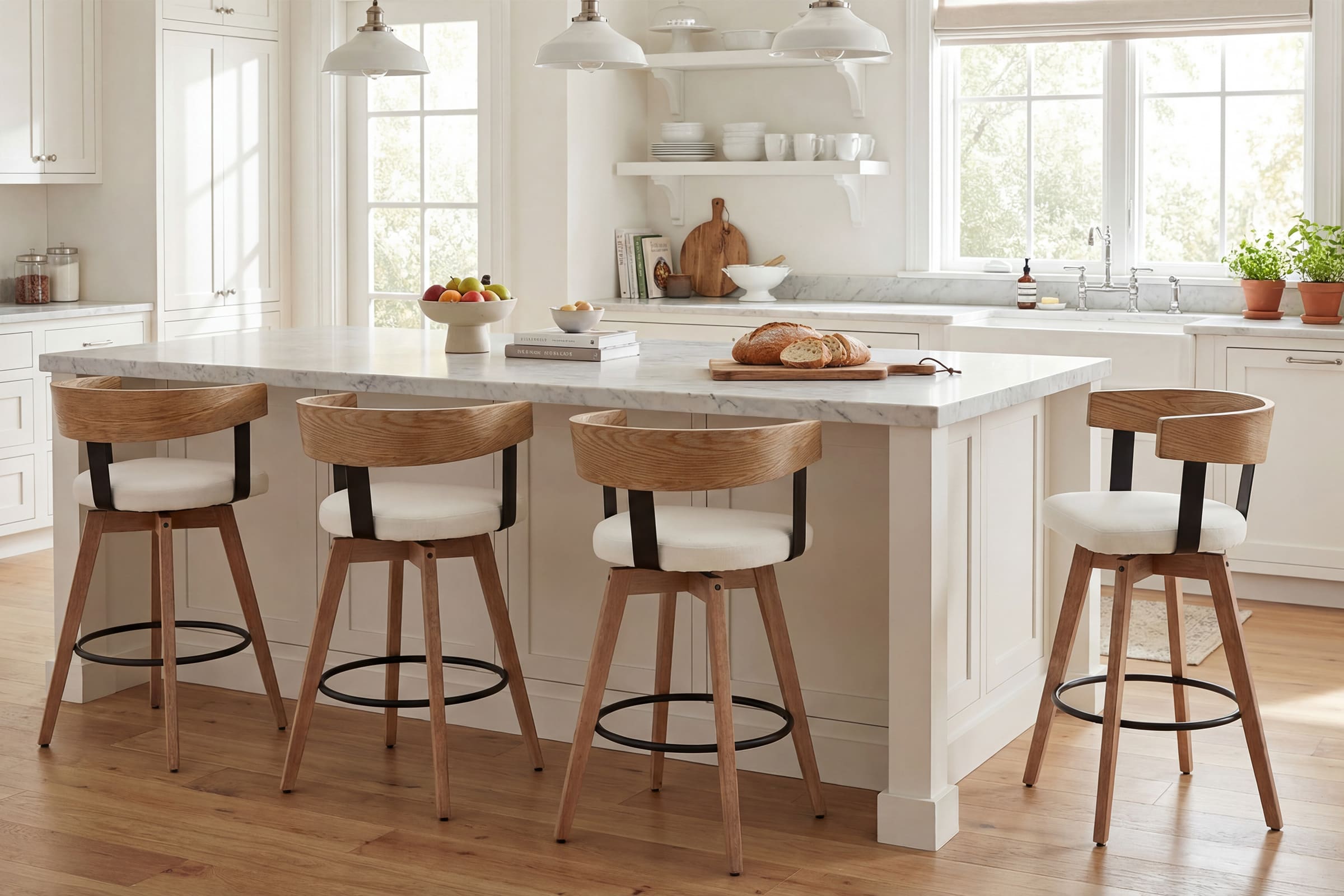 CHAIRUS 26"H Swivel Wooden Backrest Counter Height Counter Stool - 3193CS