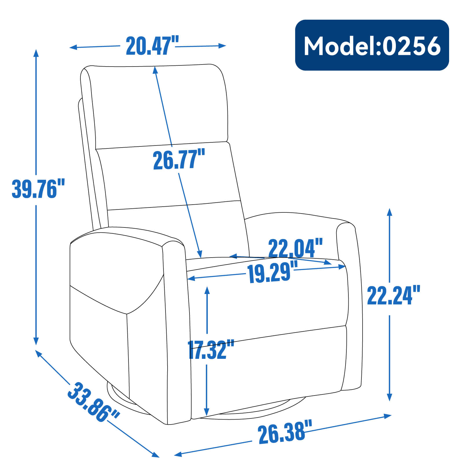 Modern Polyester Fabric Manual 360 Swivel Rocker Recliner Chair